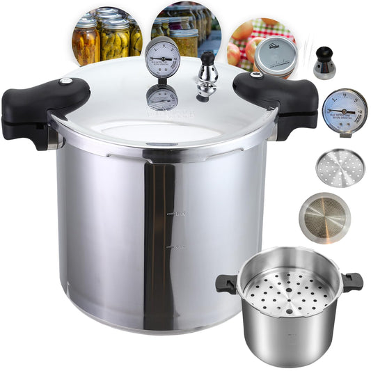Denali Canning TANKER - Bote de presión y olla de 23 cuartos | Compatible con inducción, manómetro y regulador de presión, aluminio y acero inoxidable, Denali es una empresa estadounidense
