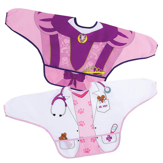 Baberos Dreambaby Princesa y Veterinaria Blanca Manga Larga Impermeables con Bolsillo para Niña