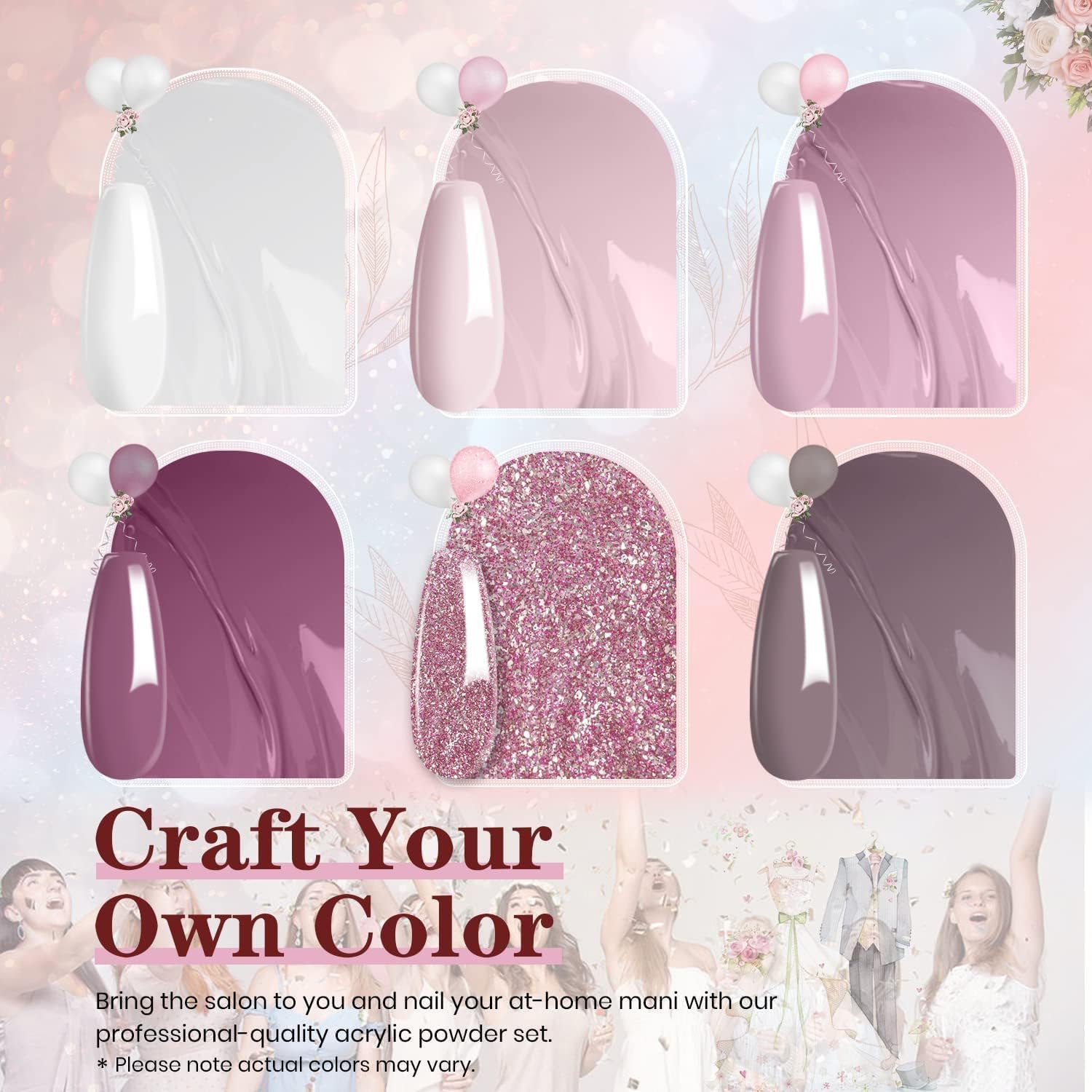 Beetles Juego de esmalte de uñas de gel romántico para boda, regalo de día festivo, día de San Valentín, 6 colores clásico francés blanco suave rosa con purpurina para dama de honor, kit de esmalte de uñas en gel para remojar el esmalte de gel UV, kit de