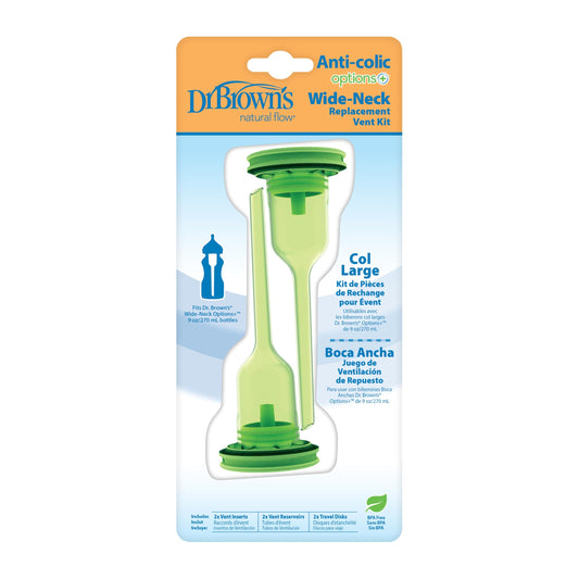 Dr. Brown's Natural Flow Options+Kit de ventilación de repuesto, cuello ancho, 2 unidades (paquete de 1) (se adapta a opciones + botellas de 9 oz/270 ml)