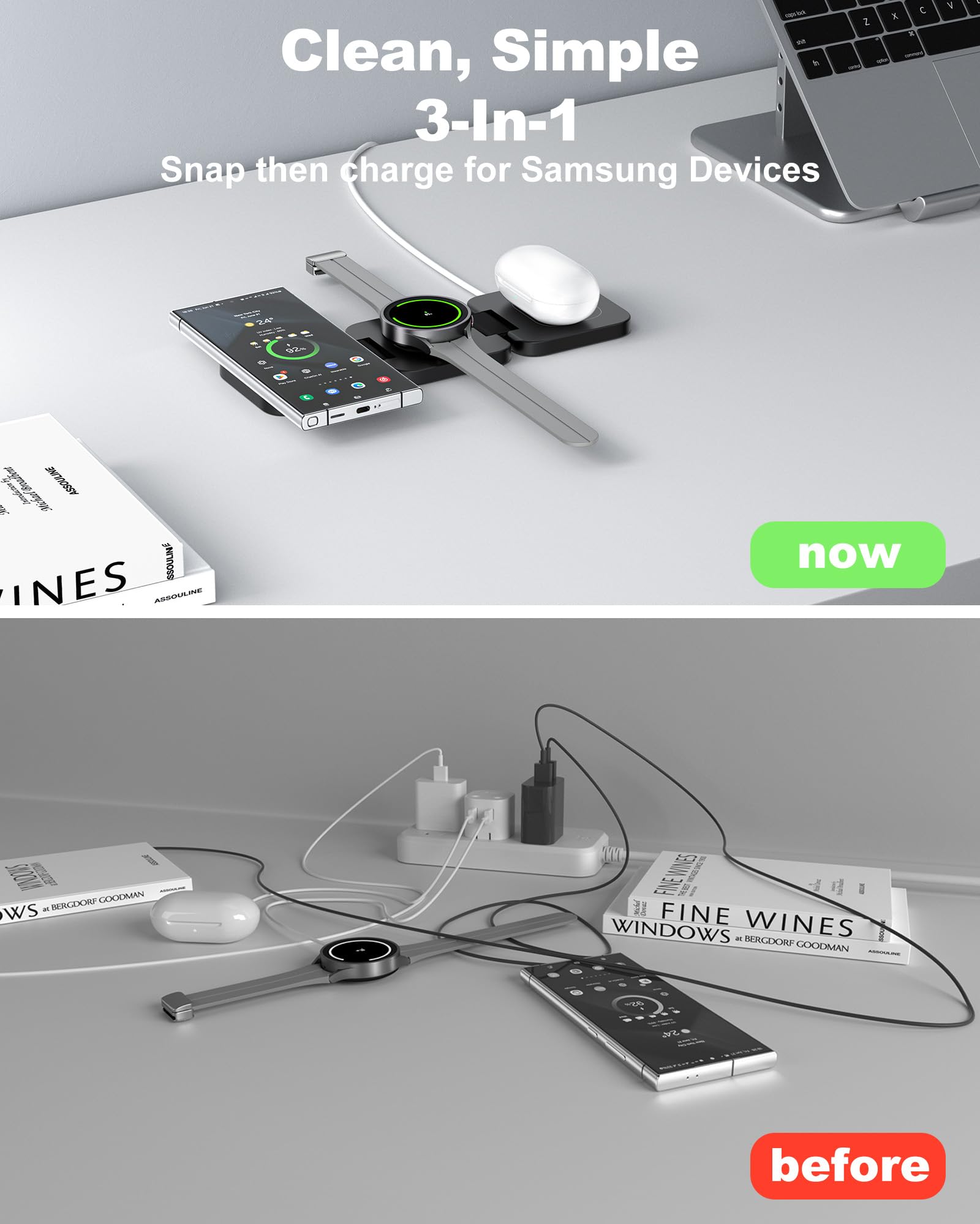 Estación de Carga Inalámbrica KU XIU Plegable Ultra Magnetic para Samsung Galaxy en Viajes