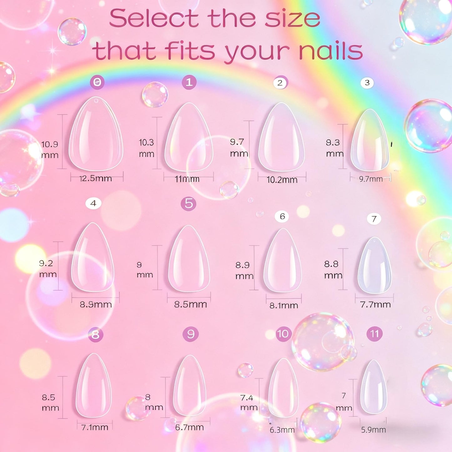 OPkssnails Uñas postizas extracortas almendradas para niños, 504 uñas de gel suave preformadas, uñas postizas acrílicas transparentes semimate de cobertura completa para extensiones de bricolaje y uso