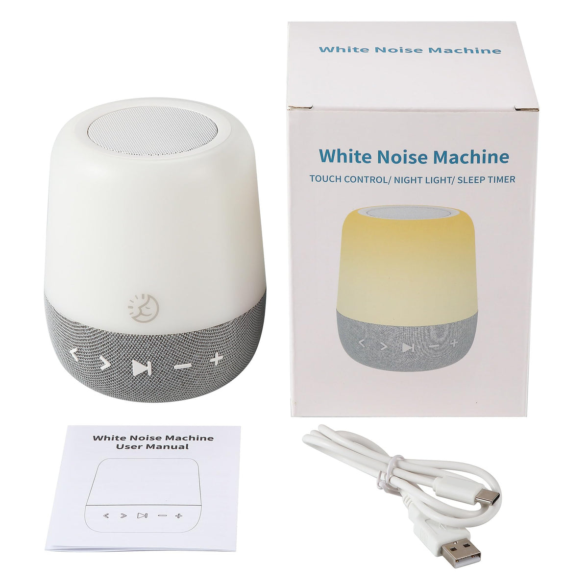 Sleep ZM - Máquina de ruido blanco con 30 sonidos, ayuda digital para dormir con luz nocturna ámbar para bloqueo de luz azul, control táctil, batería recargable y temporizador para adultos y bebés