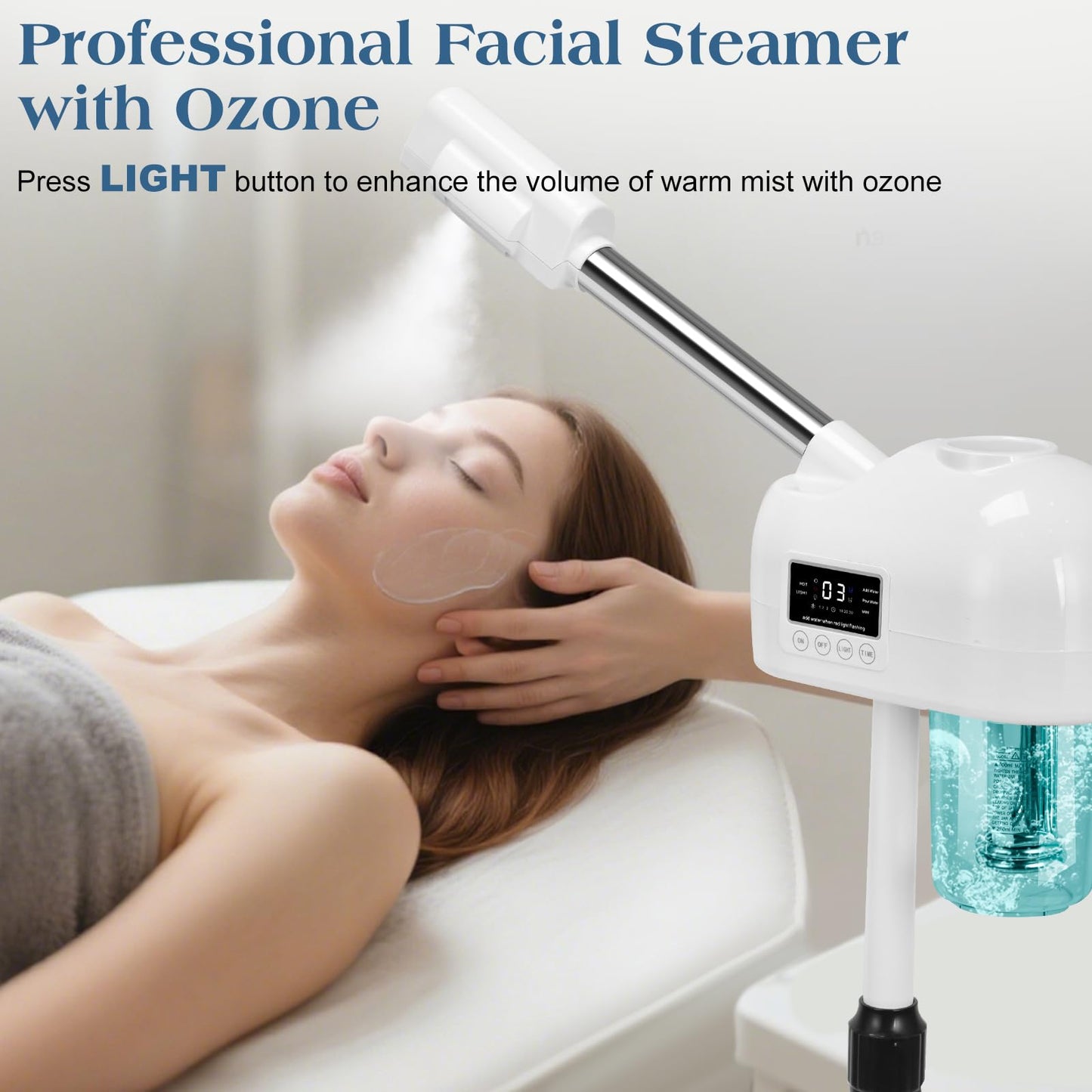Eprince Vaporizador Facial Profesional De Niebla Caliente Y Ozono Iónico Para Esteticistas, Hogar Y Spa, Color Blanco