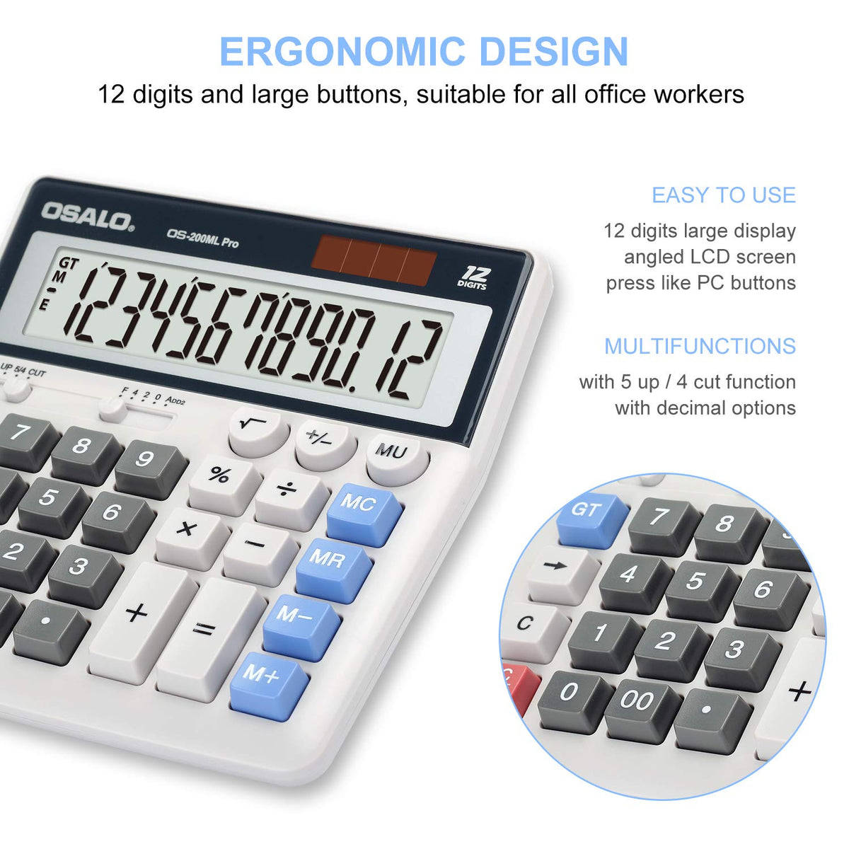 Calculadora de Escritorio OSALO Pantalla Extra Grande Dígitos para Oficina
