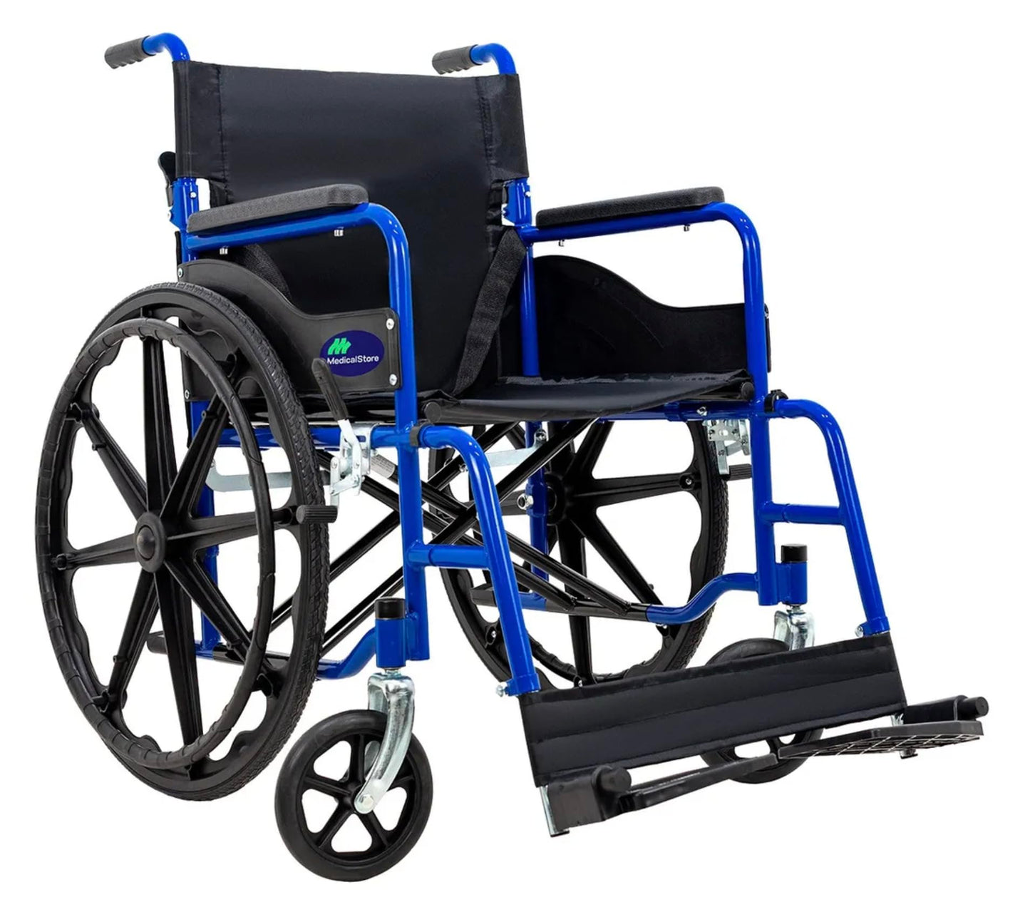 Silla de Ruedas Medical Store Azul Ligera Todo Terreno Plegable para Adulto Mayor