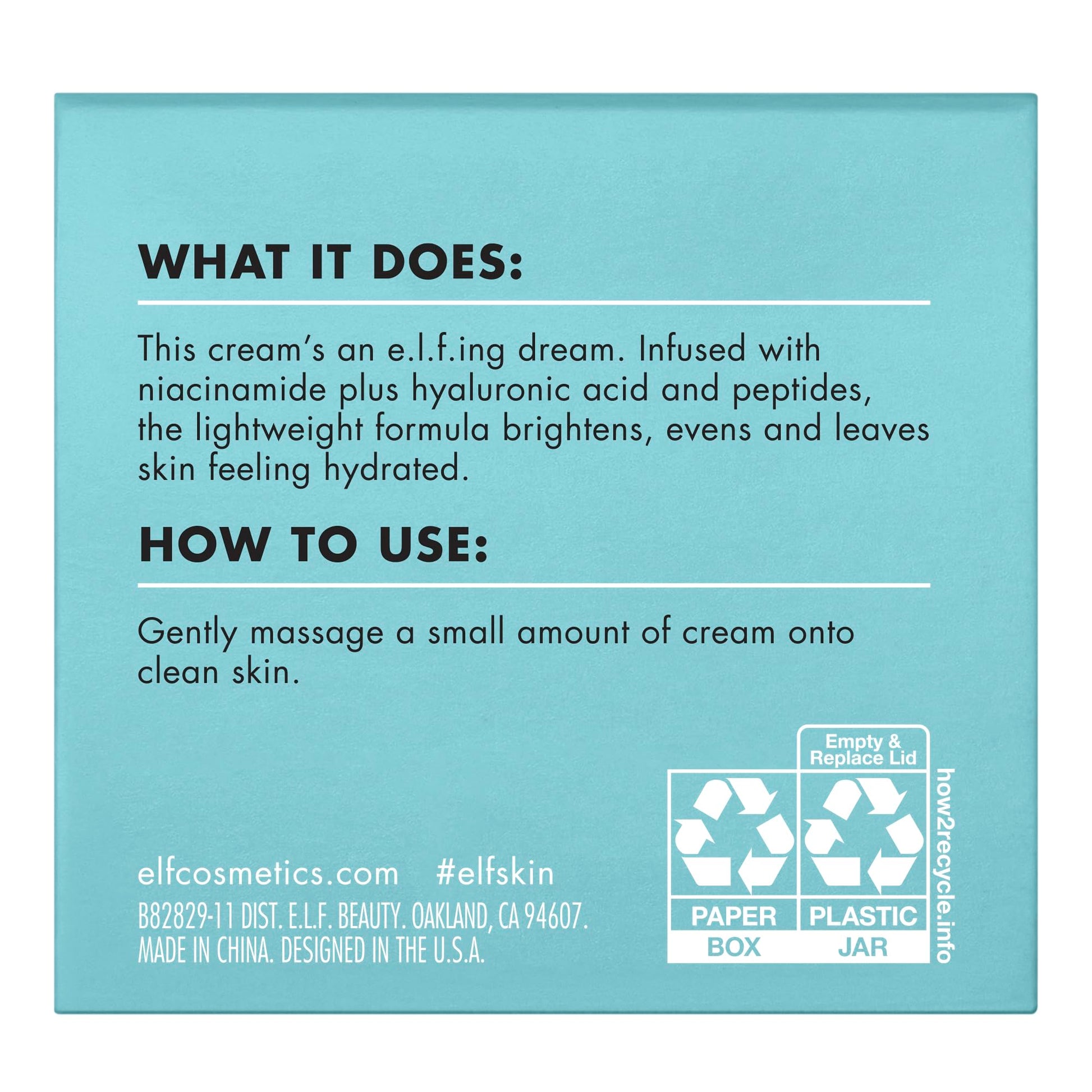 e.l.f. SKIN Holy Hydration! Face Cream, Moisturizer For Nourishing & Plumping Skin, Infused With Hyaluronic Acid, Vegan & Cruelty-Free, 1.8 Oz