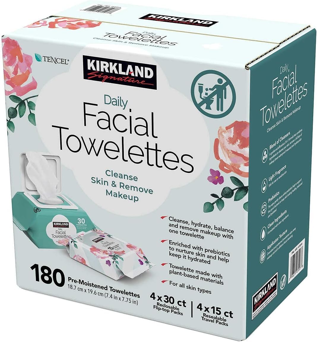 Kirkland-Signature Daily Facial Towellettes, 4.53 Pound (180 Count, 1-Box)
