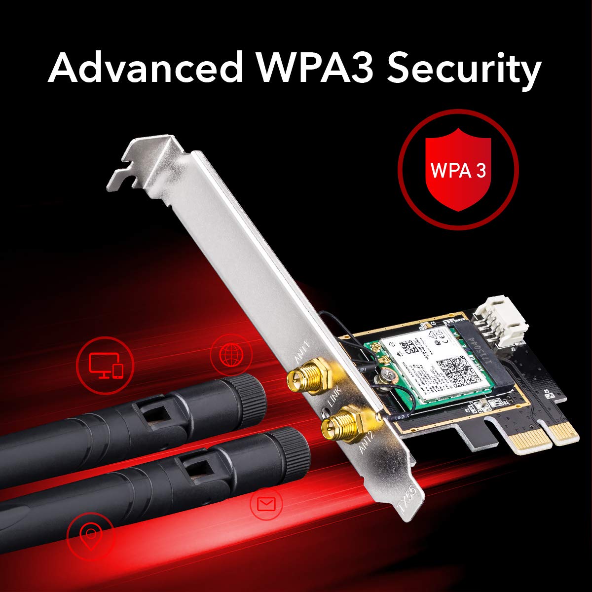 Tarjeta PCIe WiFi 6 AX 3000 Mbps Cudy WE3000 con Bluetooth 5.0 para PC, Interior AX200, para Windows 10 64 bits