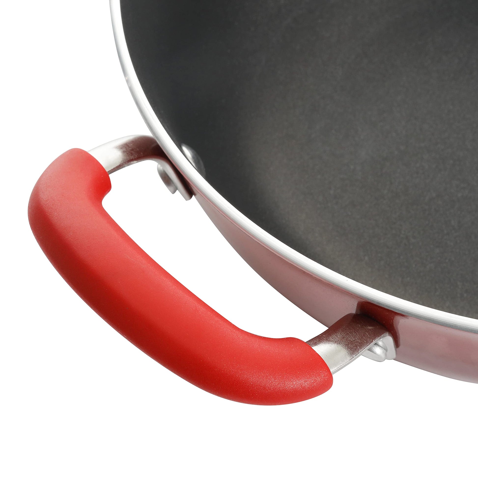Kenmore Elite Andover Juego de utensilios de cocina de aluminio forjado de platino antiadherente, 10 piezas, color rojo degradado