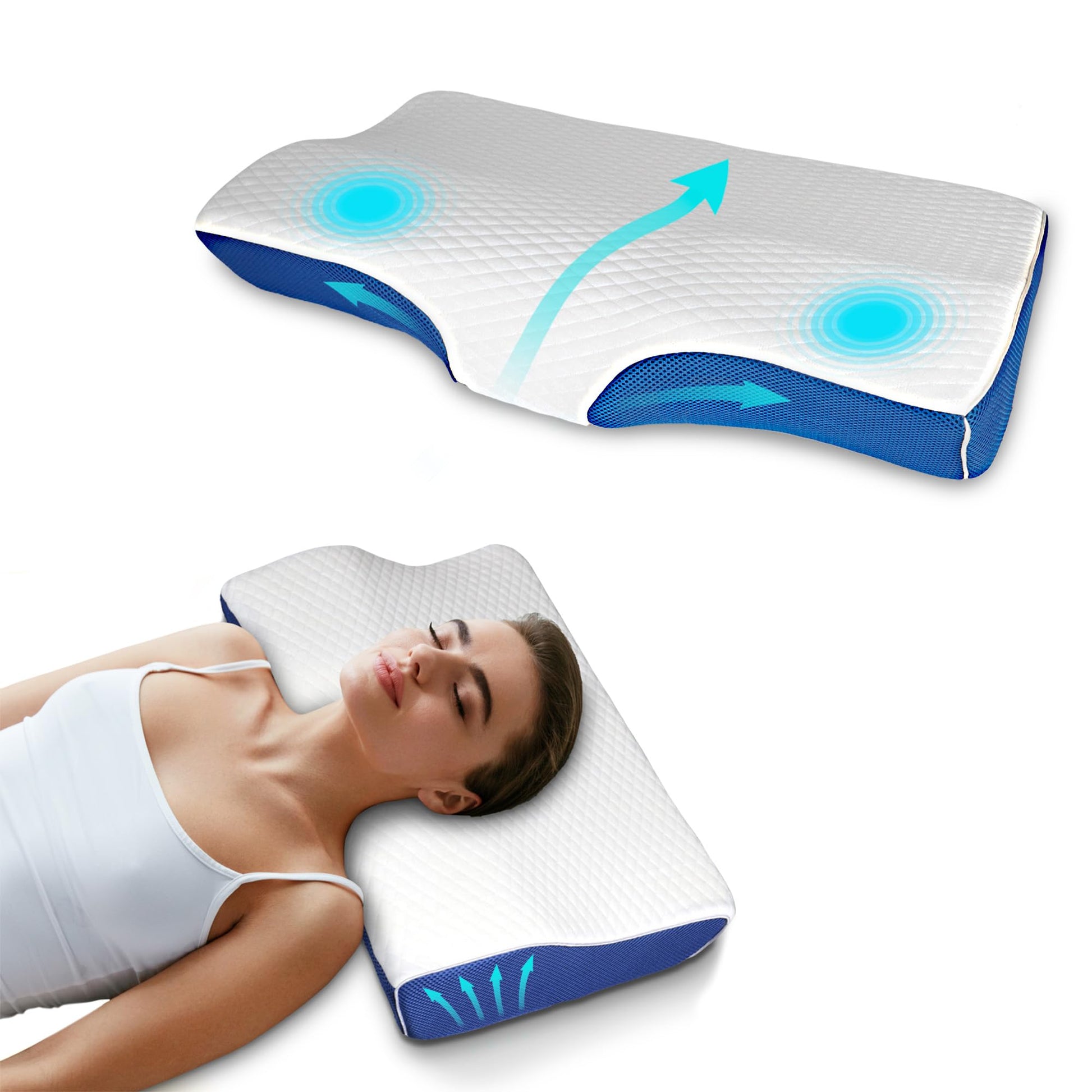 Almohada de Memory Foam Neurolux Blanco Ergonómica Ortopédica para Aliviar Dolor de Cuello y Espalda