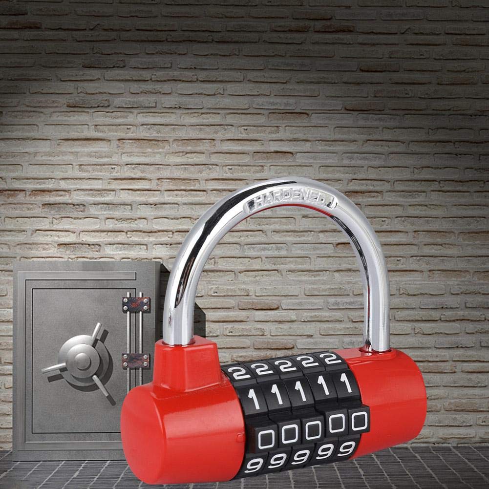 Candado de 5 dígitos, Cerradura de casillero Aleación de zinc, U forma de Cerradura Combinación de Puerta Maleta para gimnasio, Escuela, Hogar, Oficina, Viajes, Gabinete, Bicicleta(roja)