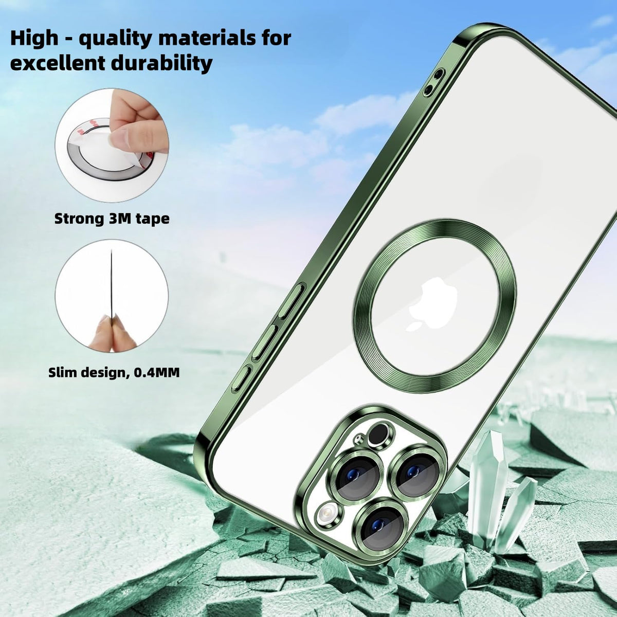 Anillos de Metal Universales Magsafe Multicolor Ultrafinos para Fundas y Carga Inalámbrica (2 Verdes + 2)
