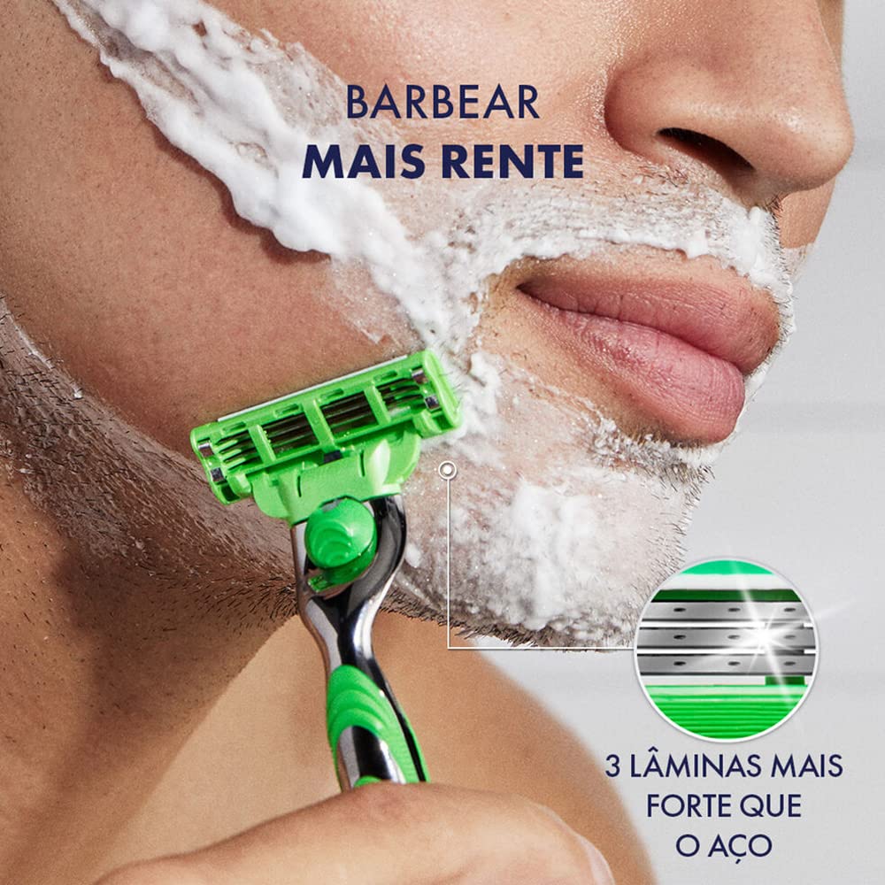 GILLETTE Mach3 Sensitive, Cartucho de Rastrillo para Afeitar, 2 Repuestos con Aloe & 3 Hojas para Rasurar, Rastrillo para Hombre con Piel Sensible