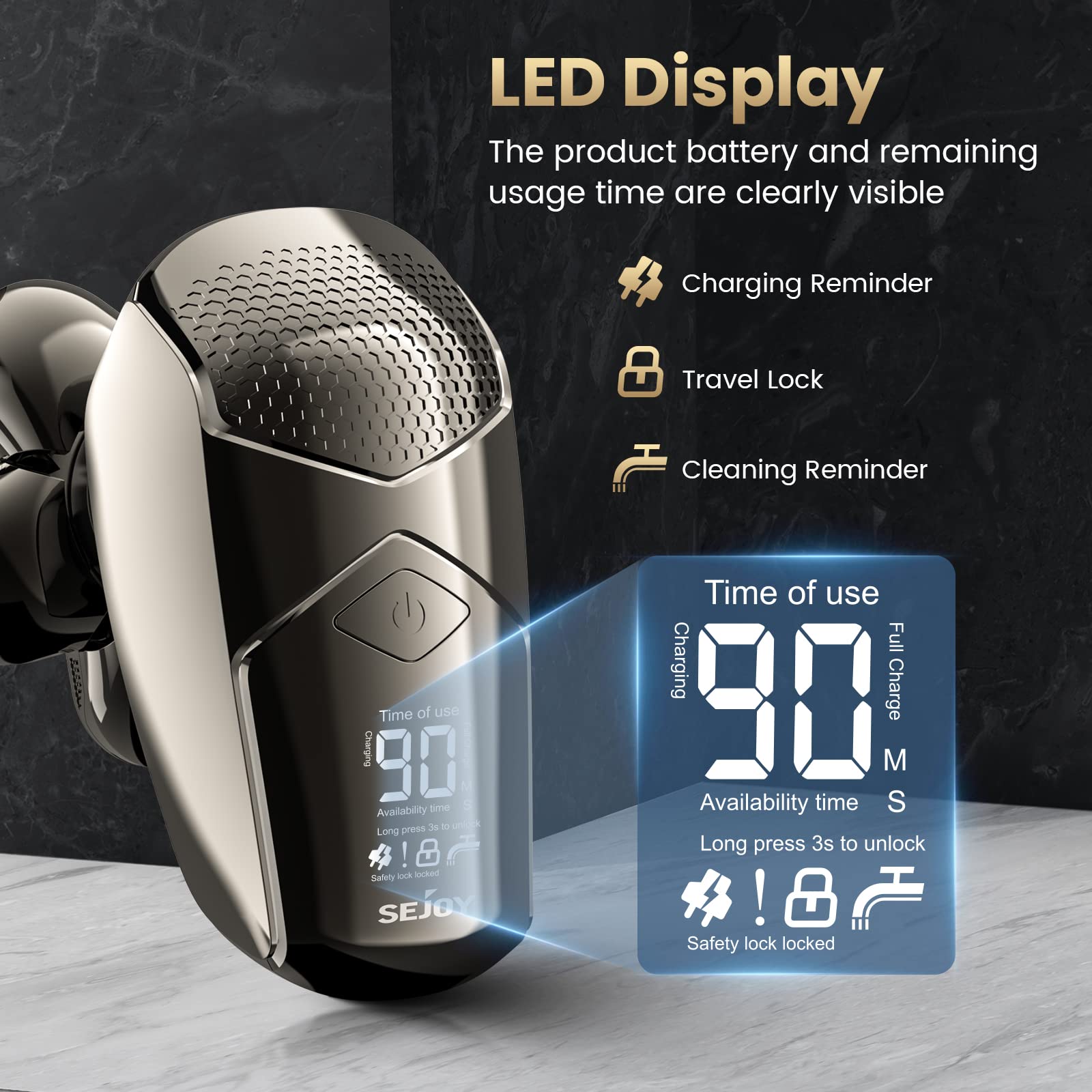 Maquinilla de afeitar eléctrica para hombres calvos, afeitadoras de cabeza calva para hombres 5 en 1 multifuncional 6D afeitadora eléctrica impermeable recharageable kit de aseo