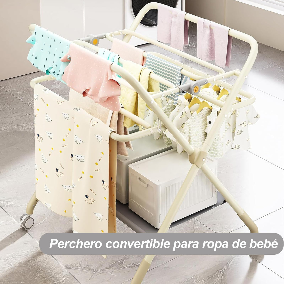 HTERETTW Mueble Cambiador para Bebe Impermeable Portátil, Plegable Cambiador de Pañal para Bebe Con 5 niveles de ajuste de altura con Almacenamiento XXL, Portajuguetes Integrado, Ruedas Silenciosas.