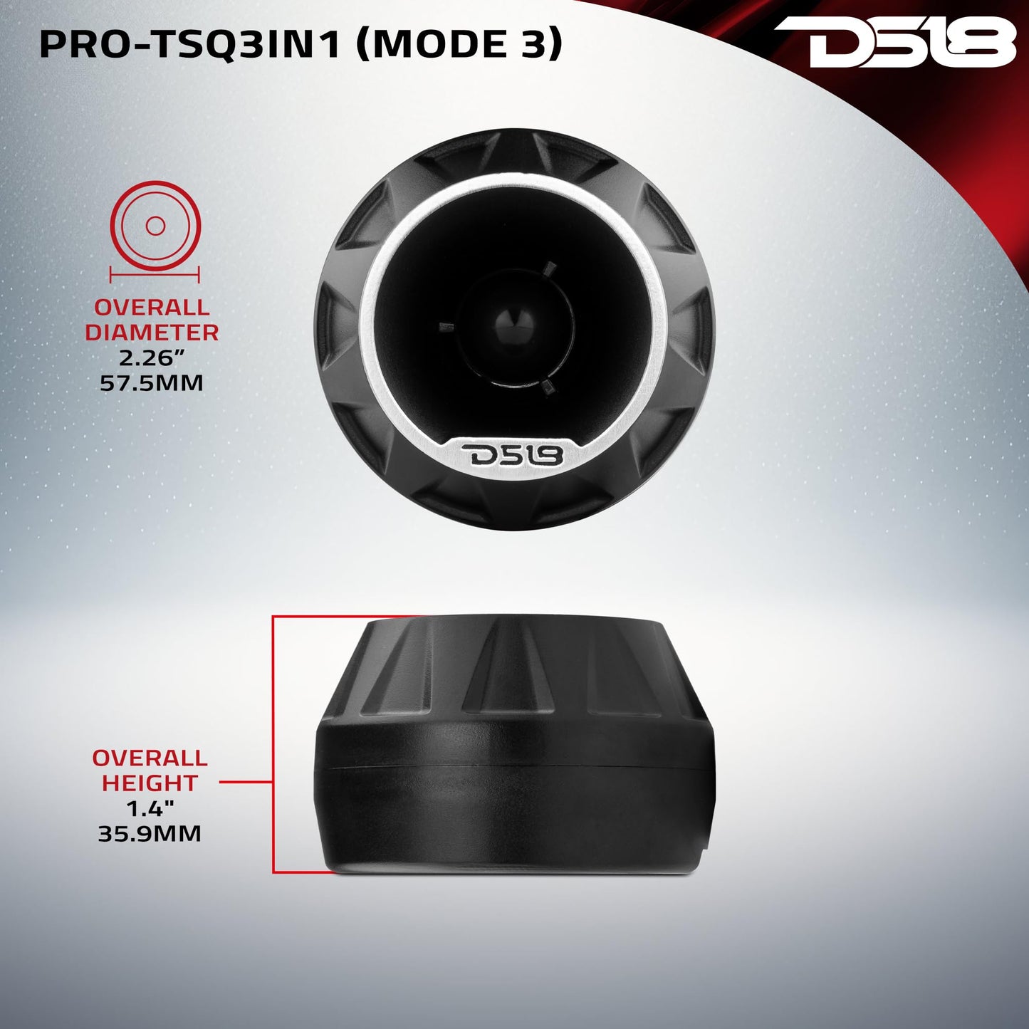 DS18 PRO-TSQ3IN1 - Altavoz de Agudos de Aluminio de Alta compresión de 1 Pulgada (1 Pulgada), Color Negro