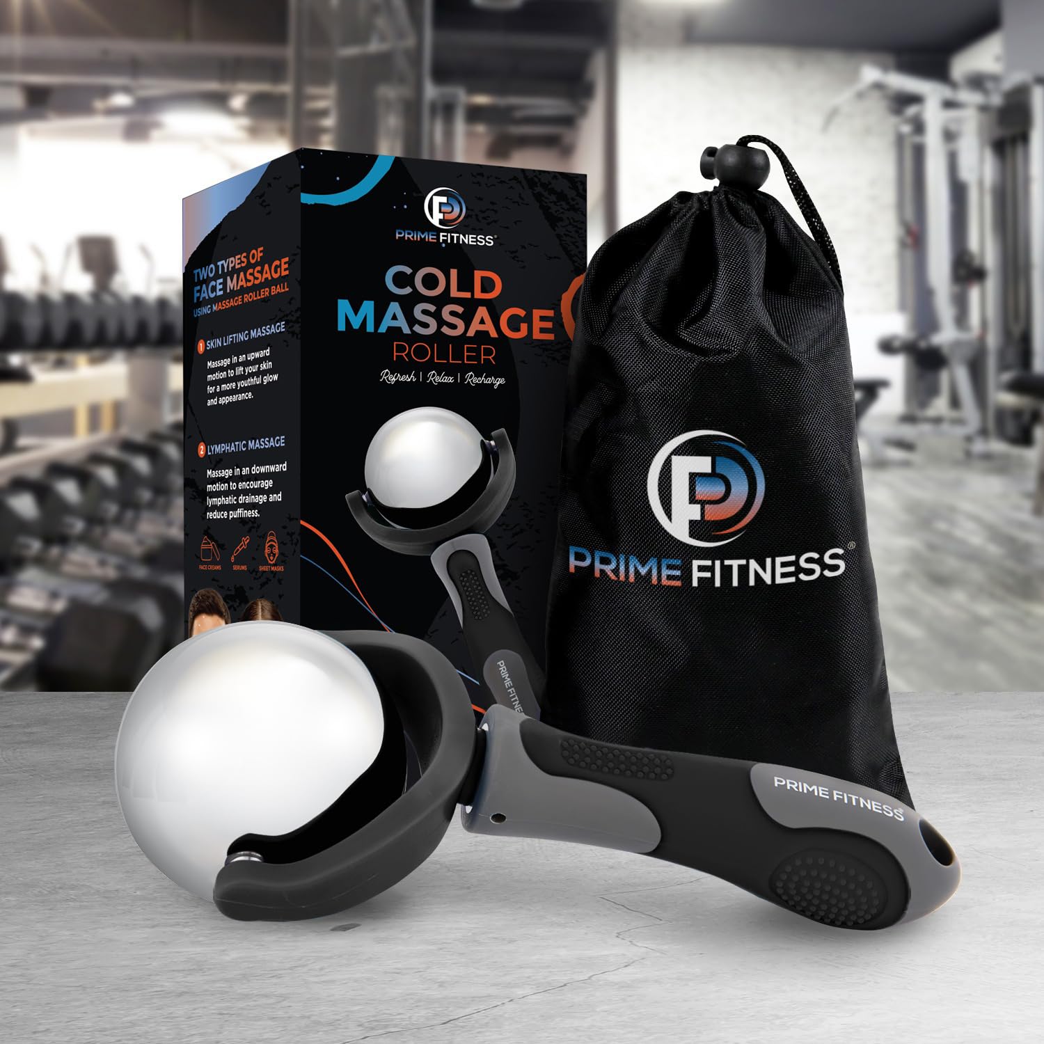Ice Roller Ball with Handle | Cold Massage Roller Ball | Cold Therapy | Cryo Stick | Relieve Muscle Pain | Roller Stick - Black
