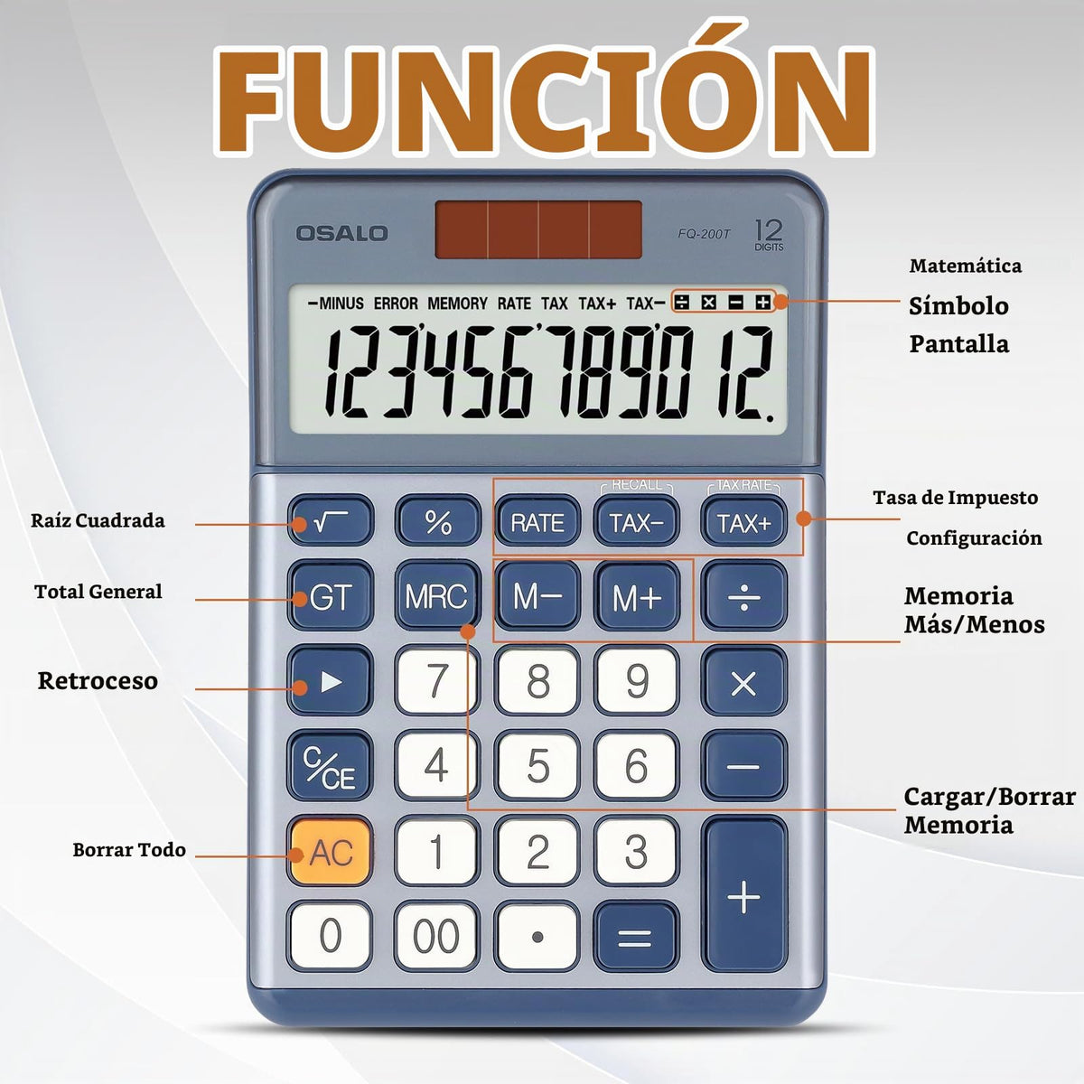 Calculadora de Escritorio Pendancy Negra con Pantalla LCD de 12 Dígitos y Energía Solar para Contabilidad