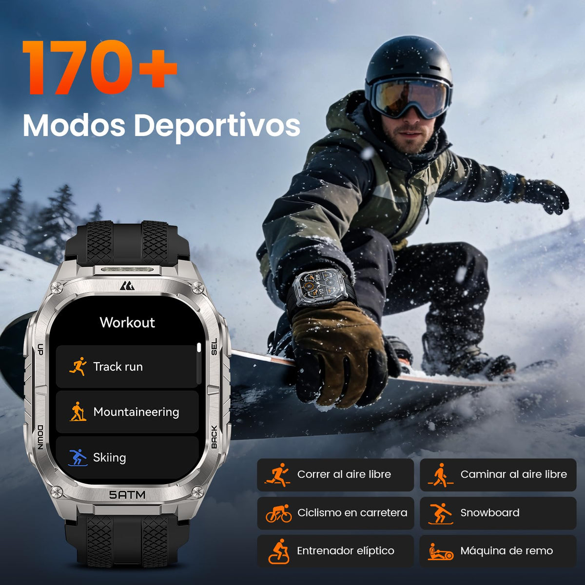Reloj Inteligente KOSPET TANK M4C Negro AMOLED GPS Bluetooth para iOS y Android