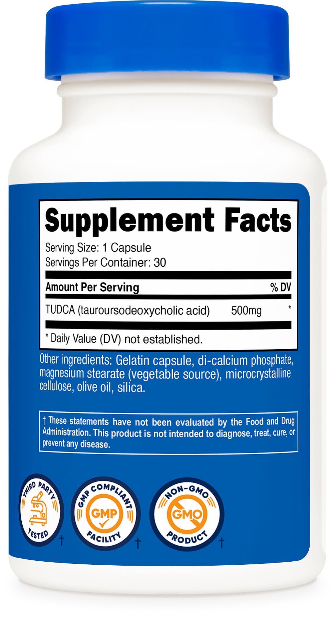 Cápsulas Nutricost Tudca 500 mg Calidad Premium sin Gluten Sin OGM