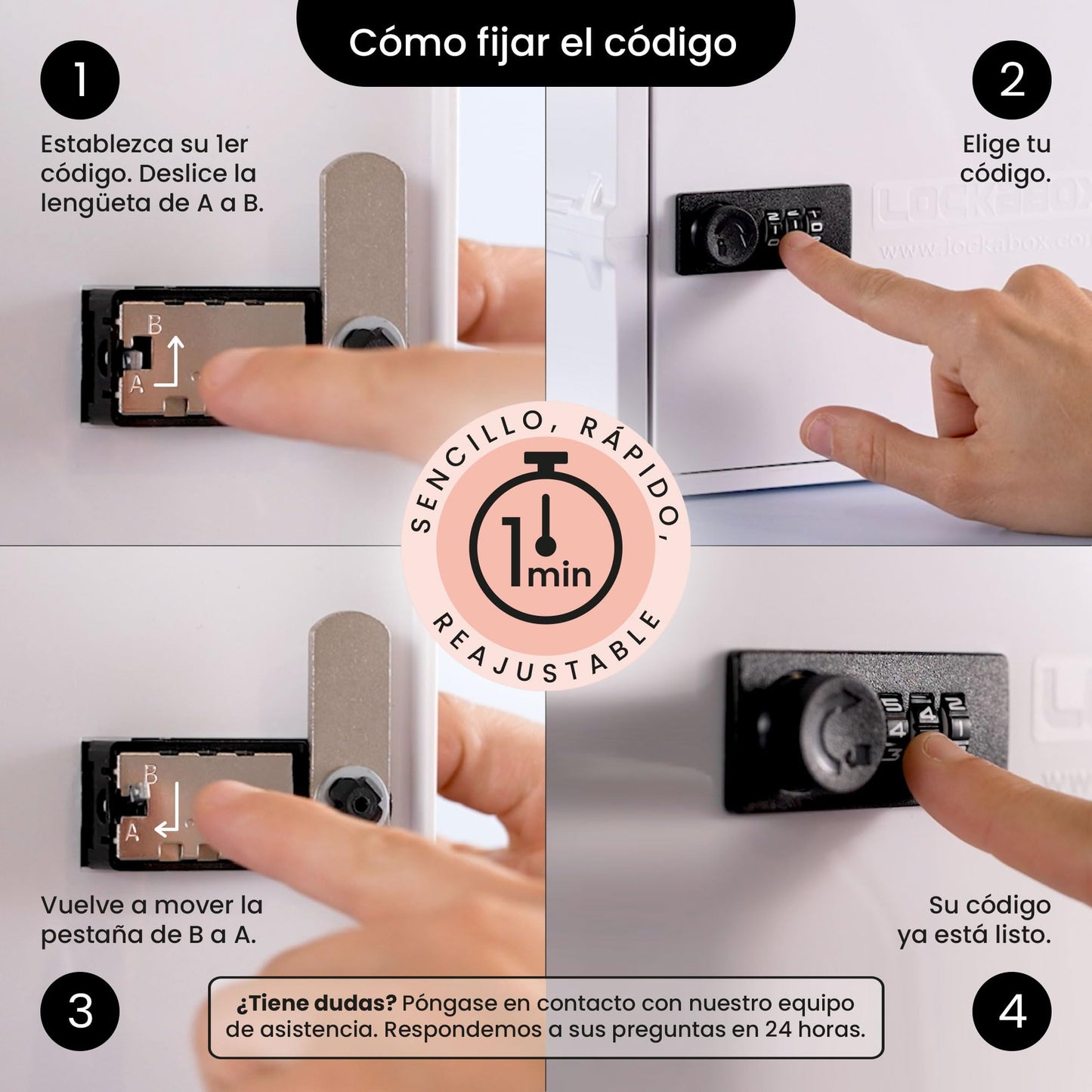 Lockabox One™ | Caja de seguridad compacta e higiénica para alimentos, medicinas y seguridad en el hogar (Jet)