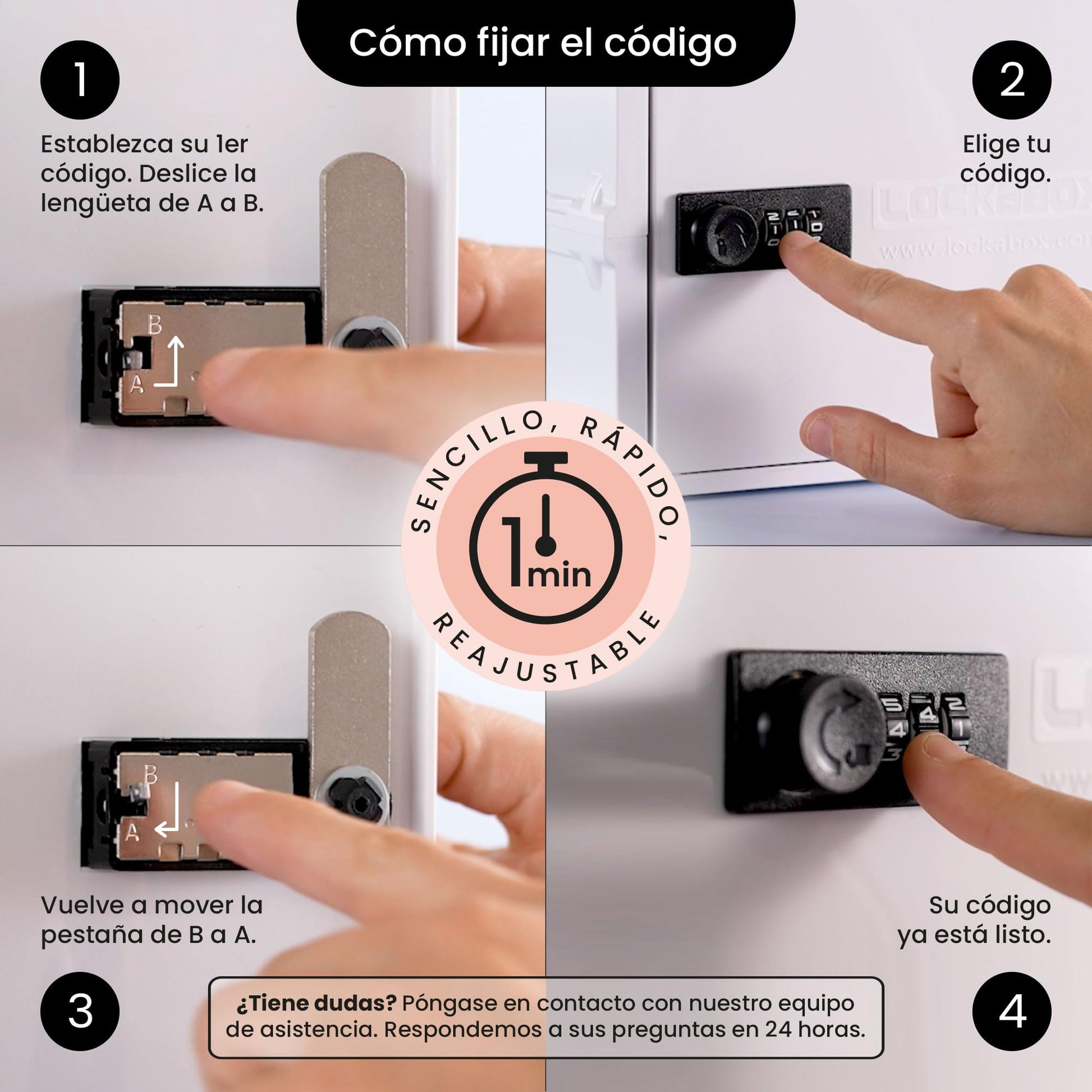 Lockabox One™ | Caja de seguridad compacta e higiénica para alimentos, medicinas y seguridad en el hogar (Jet)