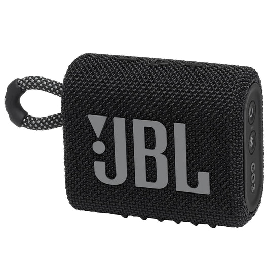 JBL Go 3 Bocina Portátil Bluetooth, 4.2 W de Potencia, Reproducción 5 Horas, Resistente al Agua y al Polvo IP67 - Negro