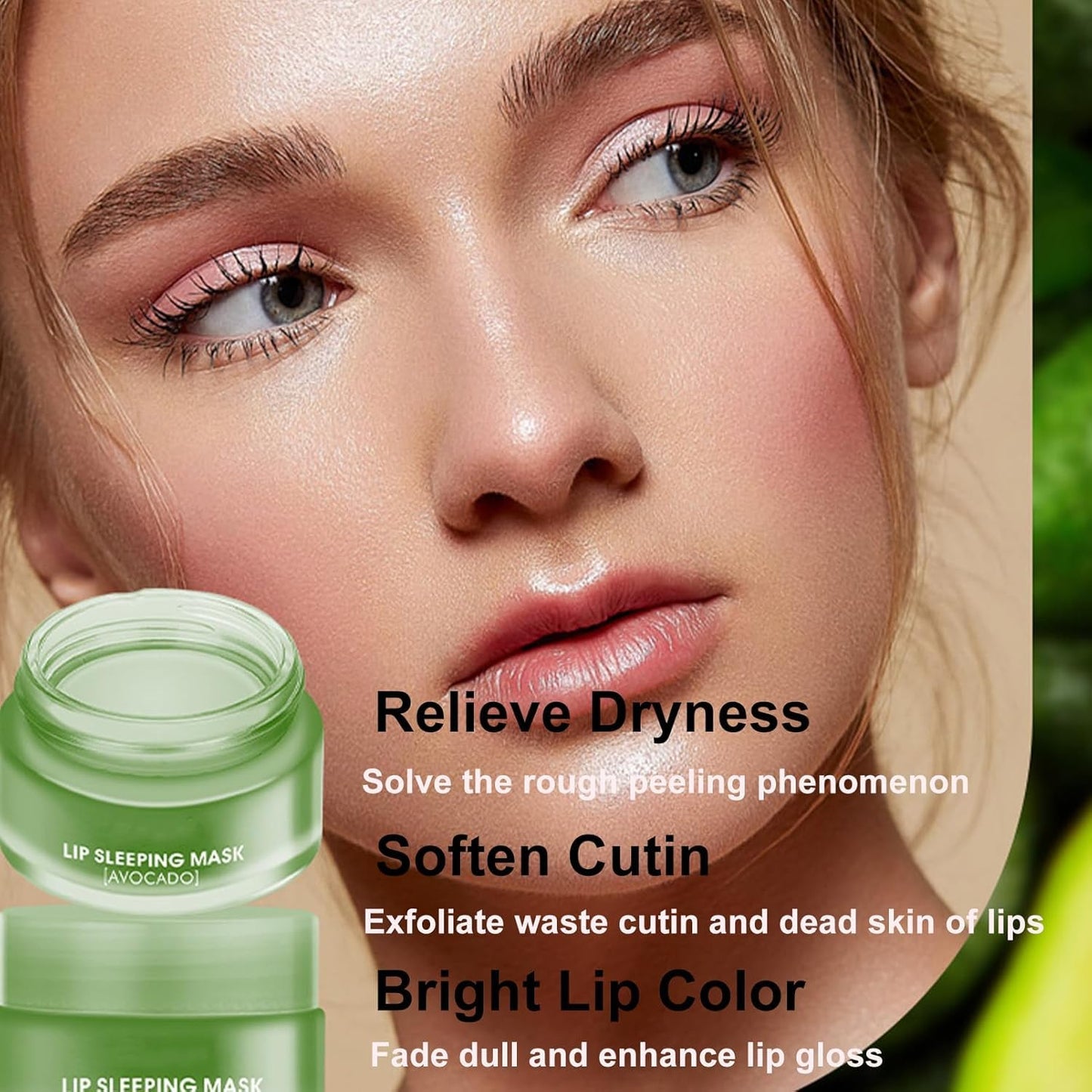 Mascarilla Hidratante Para Labios – Bálsamo Labial Reparador De Día Y Noche Para Labios Secos Y Agrietados – Reduce Las Líneas De Los Labios, Mejora El Color De Los Labios, Hidrata Y Rellena Los Labios Para El Cuidado De Los Labios (Avocado)