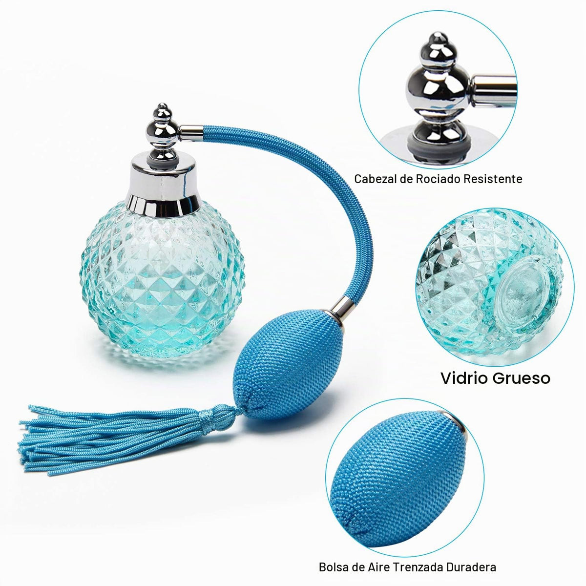 Coolrunner Crystal Art Vintage Style Refillable Perfume Atomizer Long Spray Bottle 100ml(blue)
