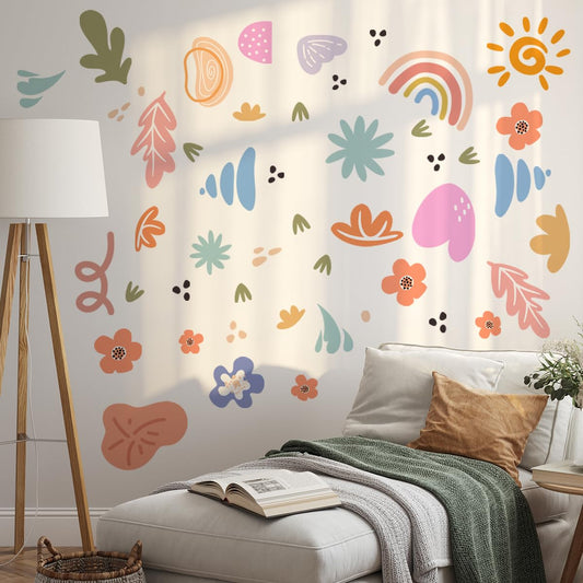 Calcomanías de Pared Modernas Arco Iris con Formas Abstractas y Patrón para Decoración