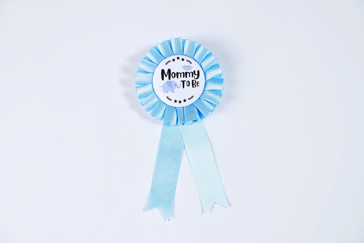 HAPPYLAND - Decoración de ducha para bebé, diseño de elefante azul, diseño de hojalata de mami a ser y papá a ser