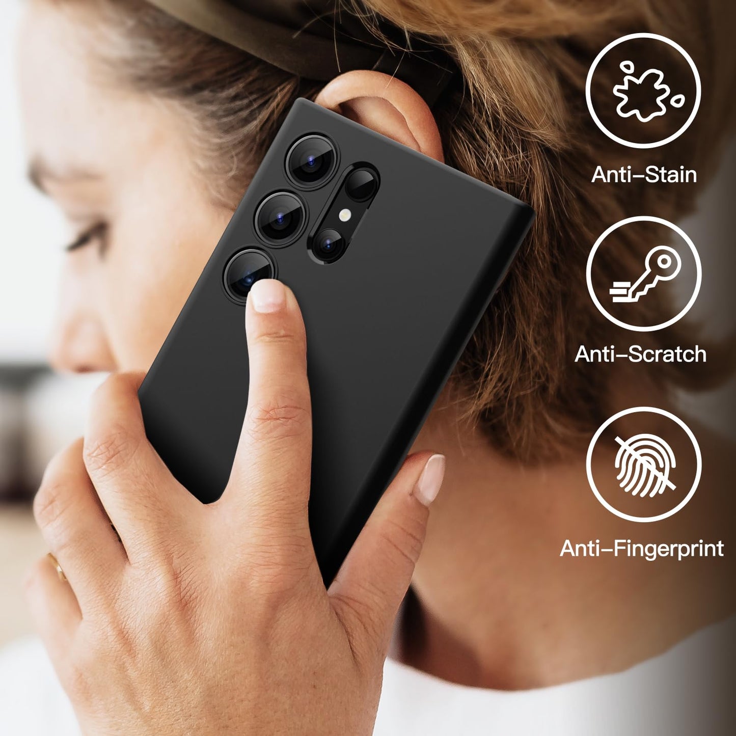JETech Funda Fina para Samsung Galaxy S23 Ultra 5G 6.8 Pulgadas, Carcasa Delgada Suave TPU con Acabado Mate, Antigolpes (Negro)