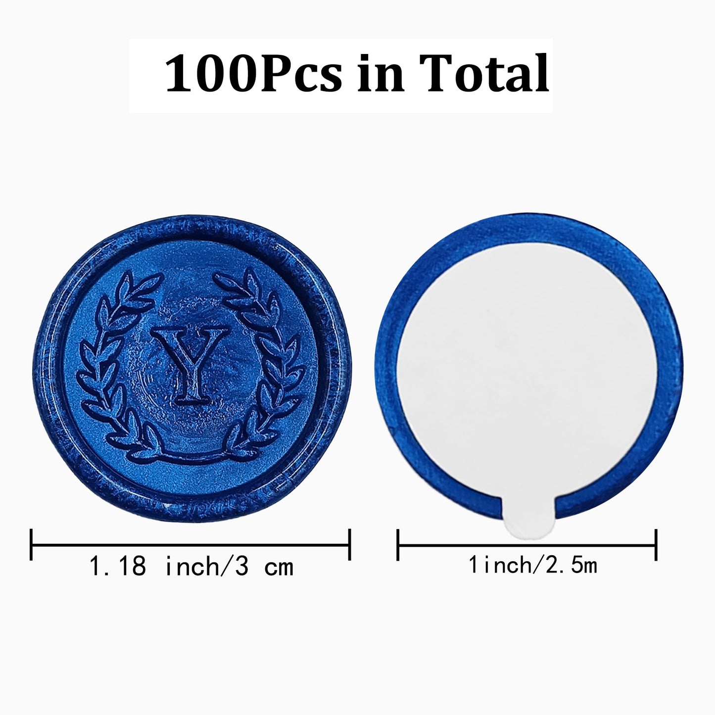KANOO 100 Piezas De Pegatinas Adhesivas De Sello De Cera Con Letra Y Azul Hechas A Mano Sin Necesidad De Sello Para Invitaciones De Boda Sobres Regalo De Navidad