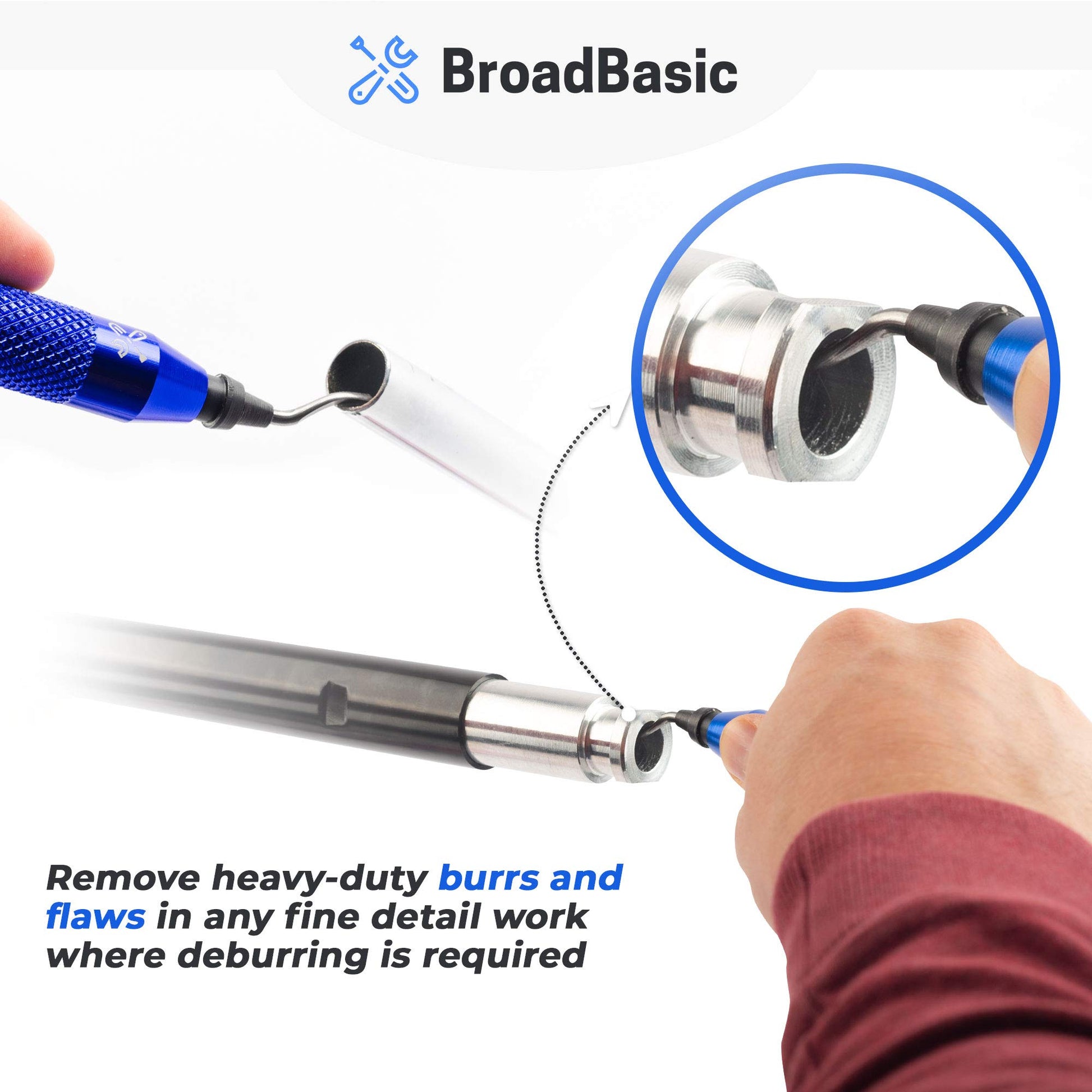 BroadBasic - Kit de herramientas de desbarbado con 20 cuchillas de acero de alta velocidad | Rebabas de borde para metal, tubería de plomería de PVC, impresión 3D, plástico, cobre, arte de resina