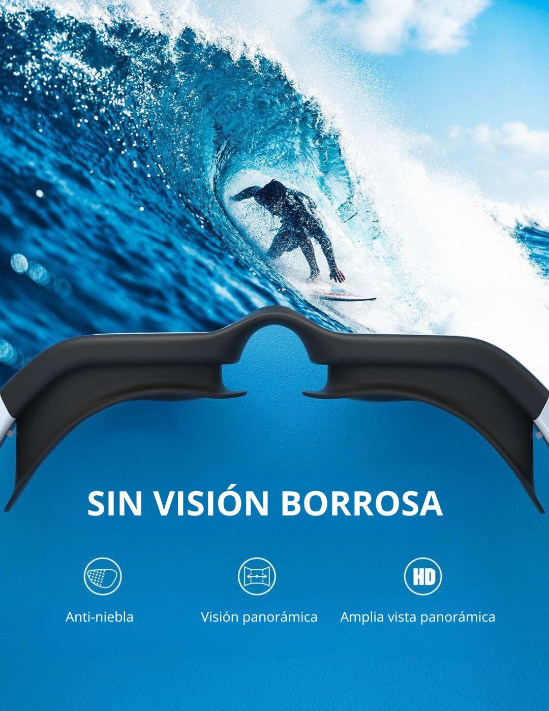 Hirola Goggles de Natación Polarizadas, Gafas Anti Empañamiento Profesionales para Adultos, Hombres y Mujeres (Blanco)