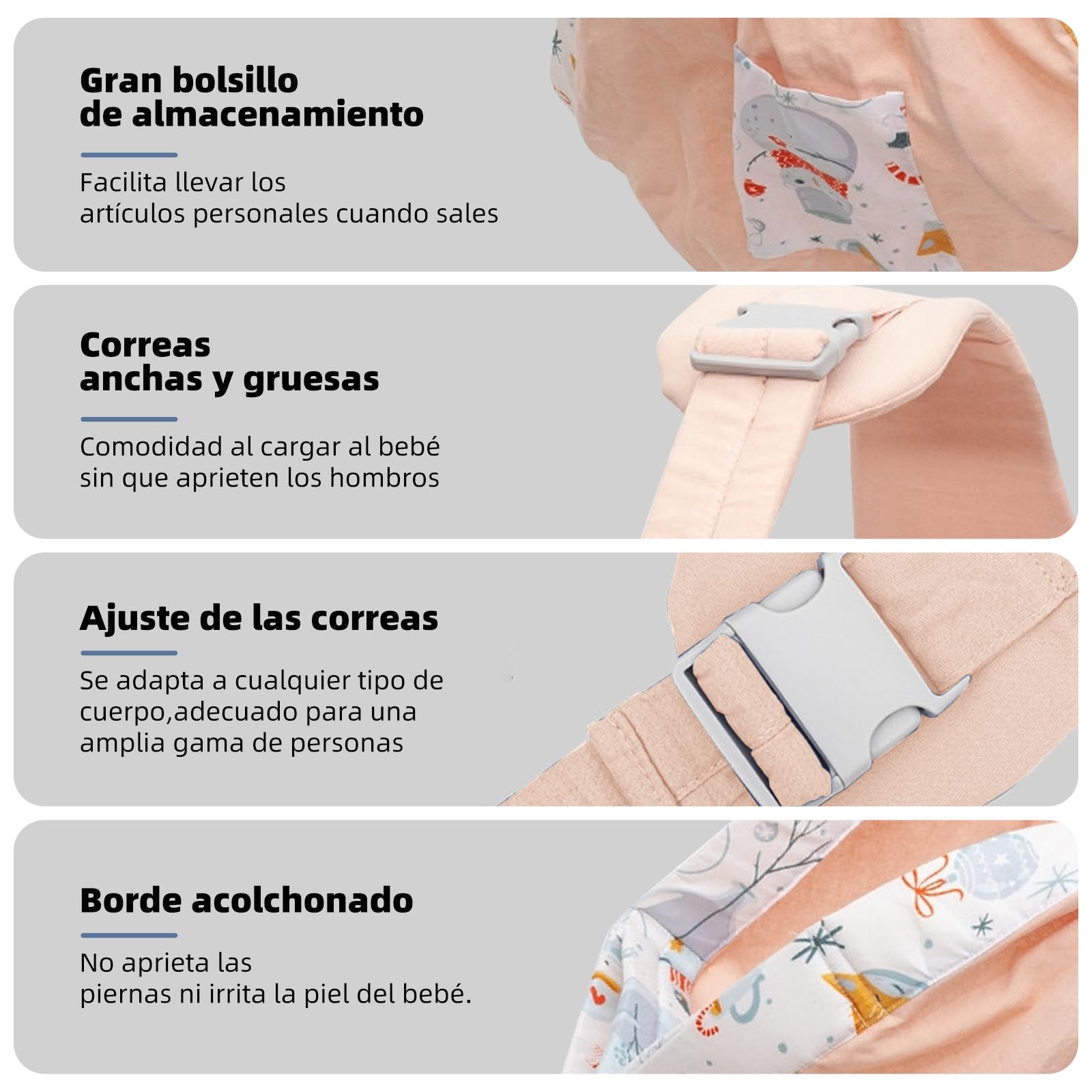 Fular Portabebés Mochila Portabebes Multifunción Portabebes Recien Nacidos Portabebes Transpirable De Verano Fulares Portabebes Versátiles Transpirables Para Bebés De 3 a 36 Meses (Rosado)