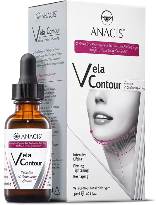 Neck Firming and Tightening, Lifting V line Serum, Chin contouring, Reduce Appearance of Double Chin, Loose and Sagging Skin. Vela Contour 30 Ml