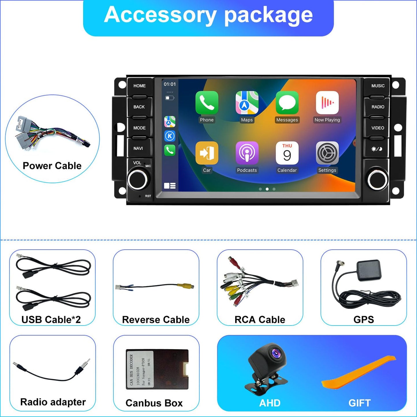 Radio de coche para Jeep Wrangler JK 2007-2017, Dodge Ram 1500/2500/3500 2009-2012, Dodge Avenger 2008-2014, Jeep Compass Patriot 2009-2016, visualización táctil estéreo, inalámbrico CarPlay Bluetooth