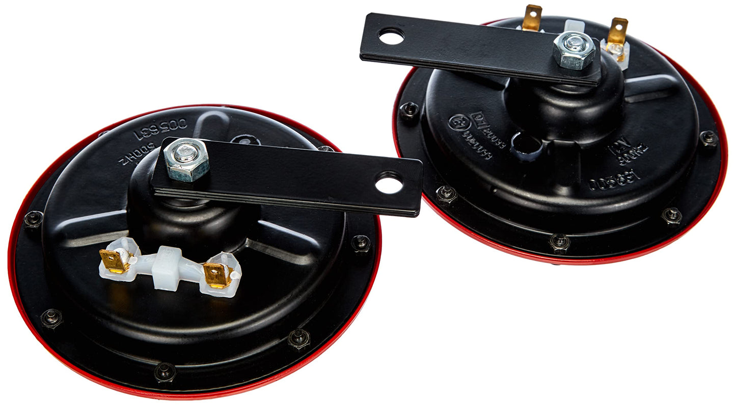Hella Stark Sound - Juego de bocina Super Tone - 109.23.37 - set rojo de 12V, frecuencia alta/baja, B 133, 12 voltios