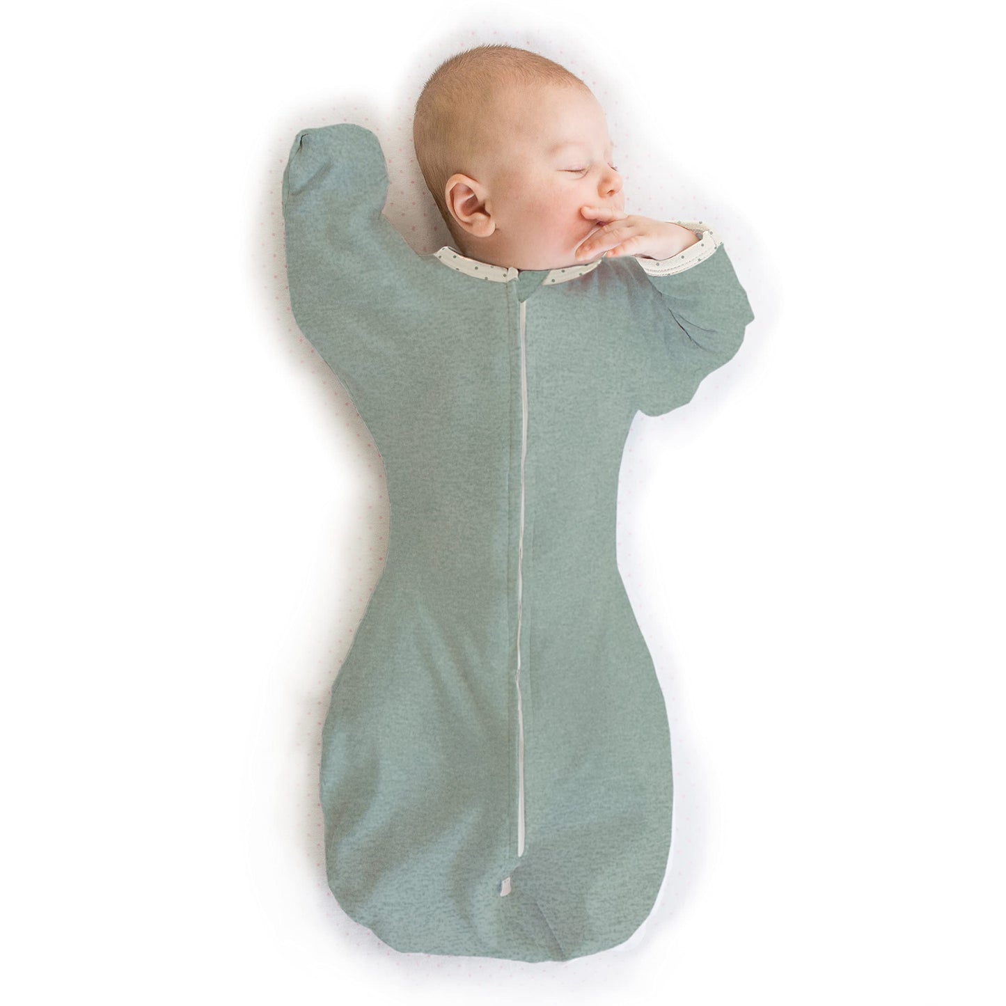 SwaddleDesigns - Saco de Envolver de transición con Brazos hasta Mangas de Media Longitud y puños de manopla, Grande, 6-9 Meses, 20-25 Libras, jadeíta Jaspeada (Manta de Brazos Arriba, Saco de Dormir