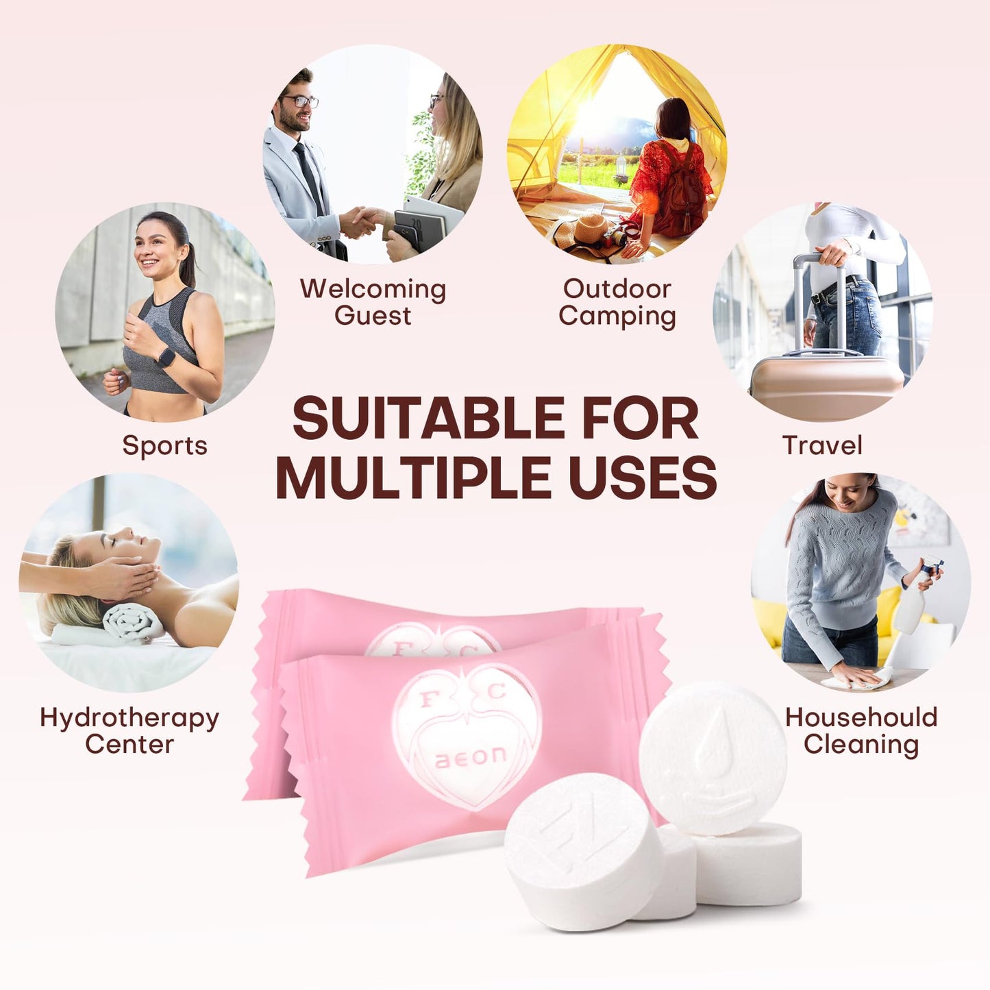 FCaeon Toalla Comprimida de Viaje Desechable 100 Unidad, Toallitas Ultra Suaves para Aclararse los Dedos, Toalla Facial 100% Biobasada, Mini Toallitas Limpiadoras,Ahorran Espacio,Paño Absorbente(Rosa)