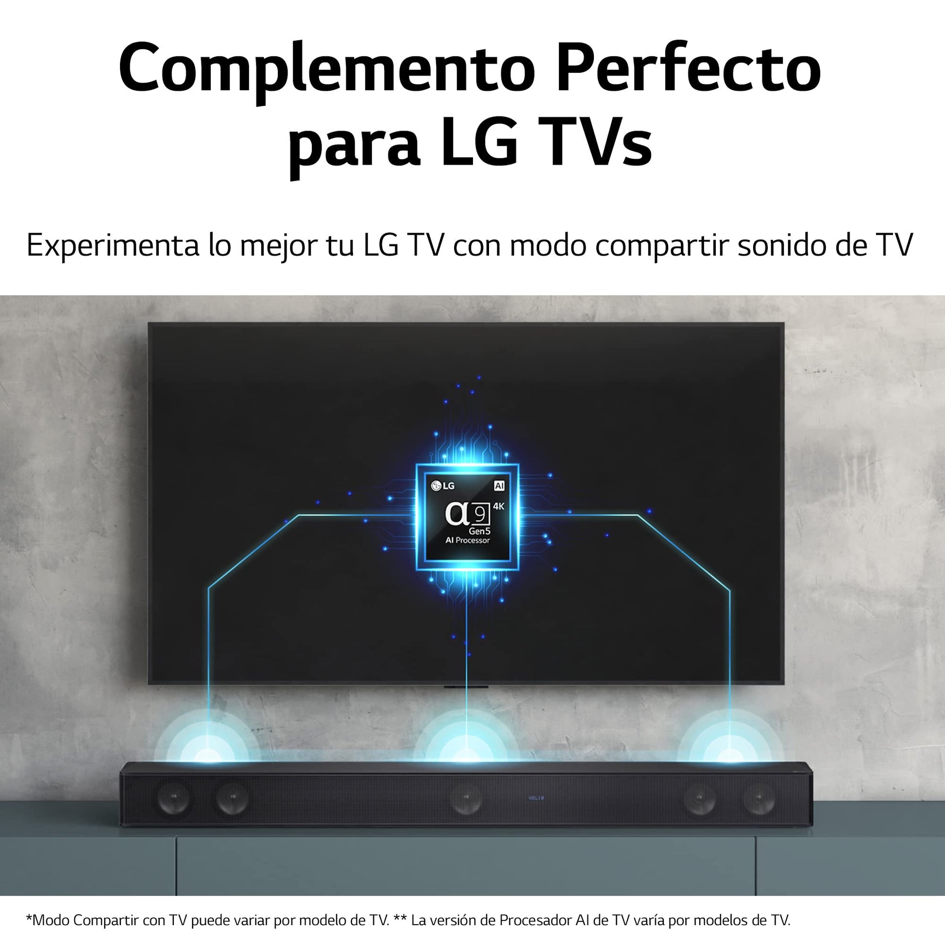 LG Soundbar SH7Q | 5.1ch y 800W de Potencia | AI Sound Pro y Subwoofer Inalámbrico | Wow Interface TV | DTS Virtual:X