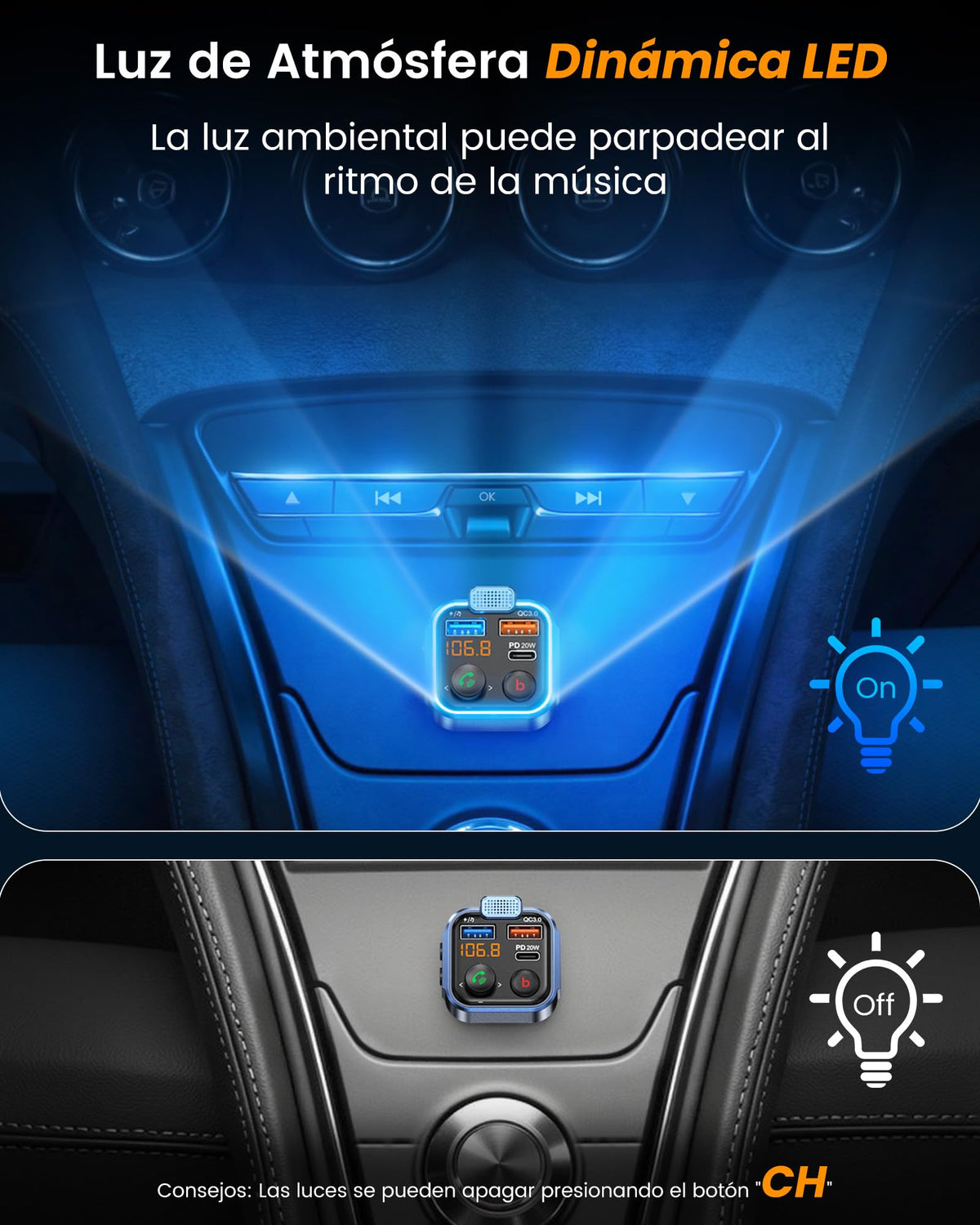 Transmisor FM Bluetooth 5.3 LENCENT para Auto
