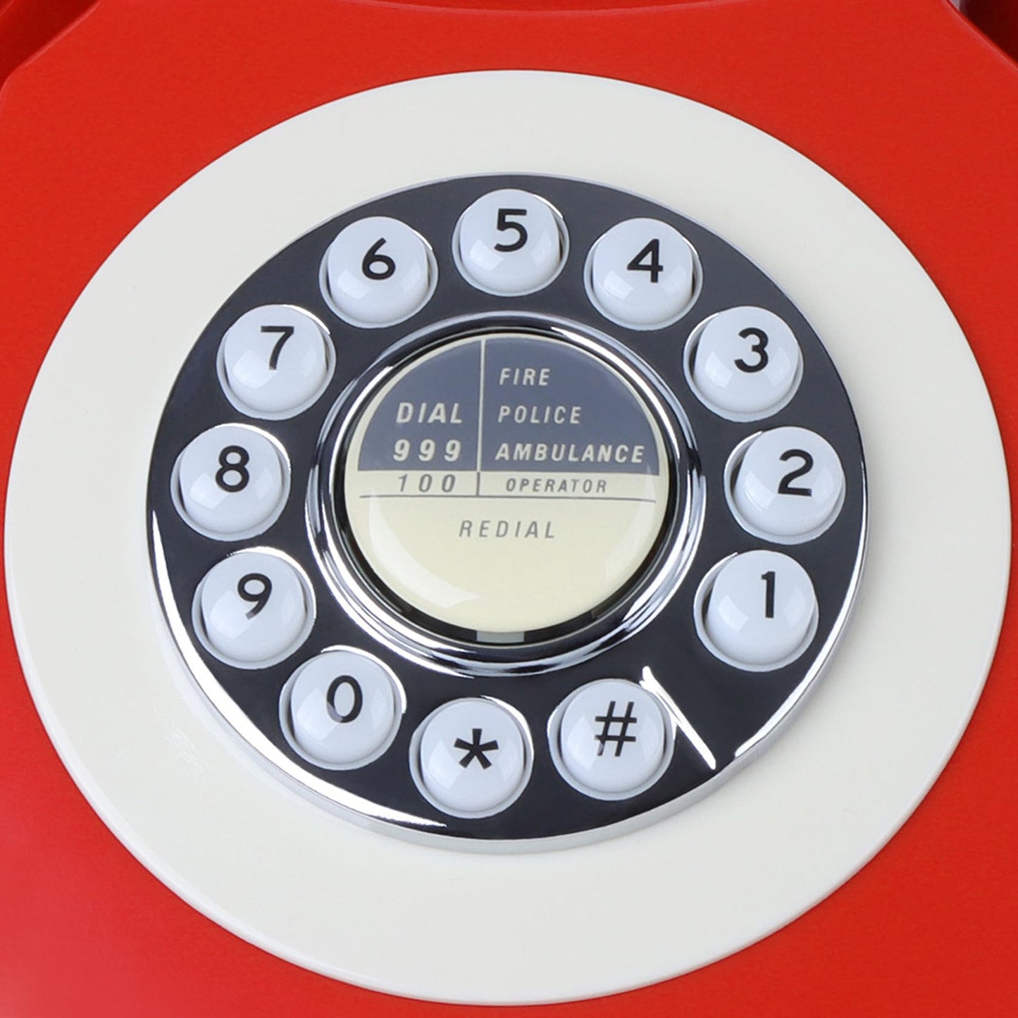 Benotek - Teléfono retro rojo con cable para oficina en casa, teléfono fijo clásico de la antigua, teléfono fijo con cable, teléfono de computadora decorativo antiguo, regalo para la familia