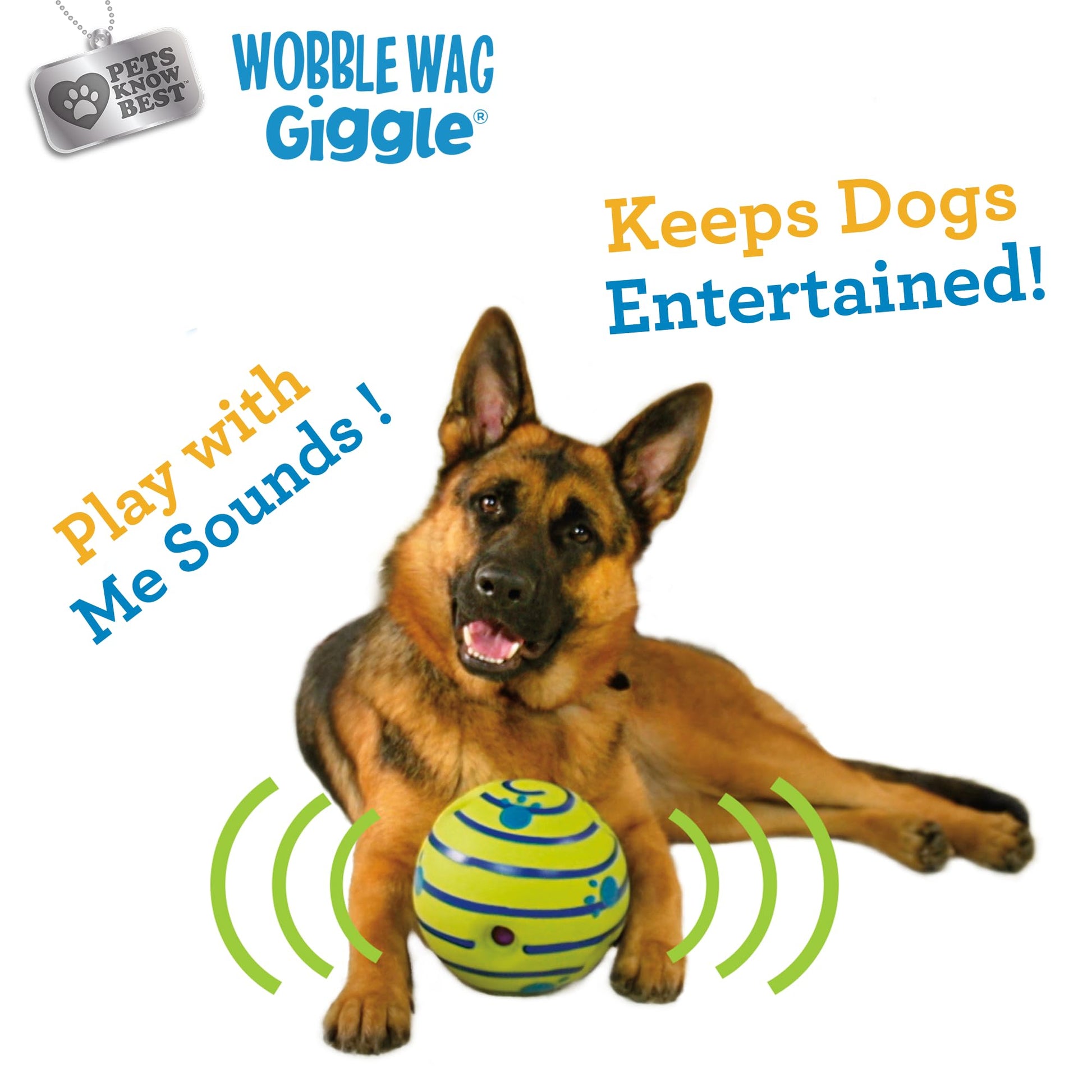 Pelota Interactiva Wobble Wag Giggle Verde con Sonidos de Risita para Perros