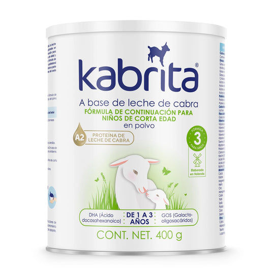 Kabrita Fórmula Infantil de Leche de Cabra de Fácil Digestión para Niños de 1 a 3 Años | Con Proteína A2, Vitamina D, Hierro, Omegas y Prebióticos, sin Azúcares Añadidos | 1 Lata de 400g