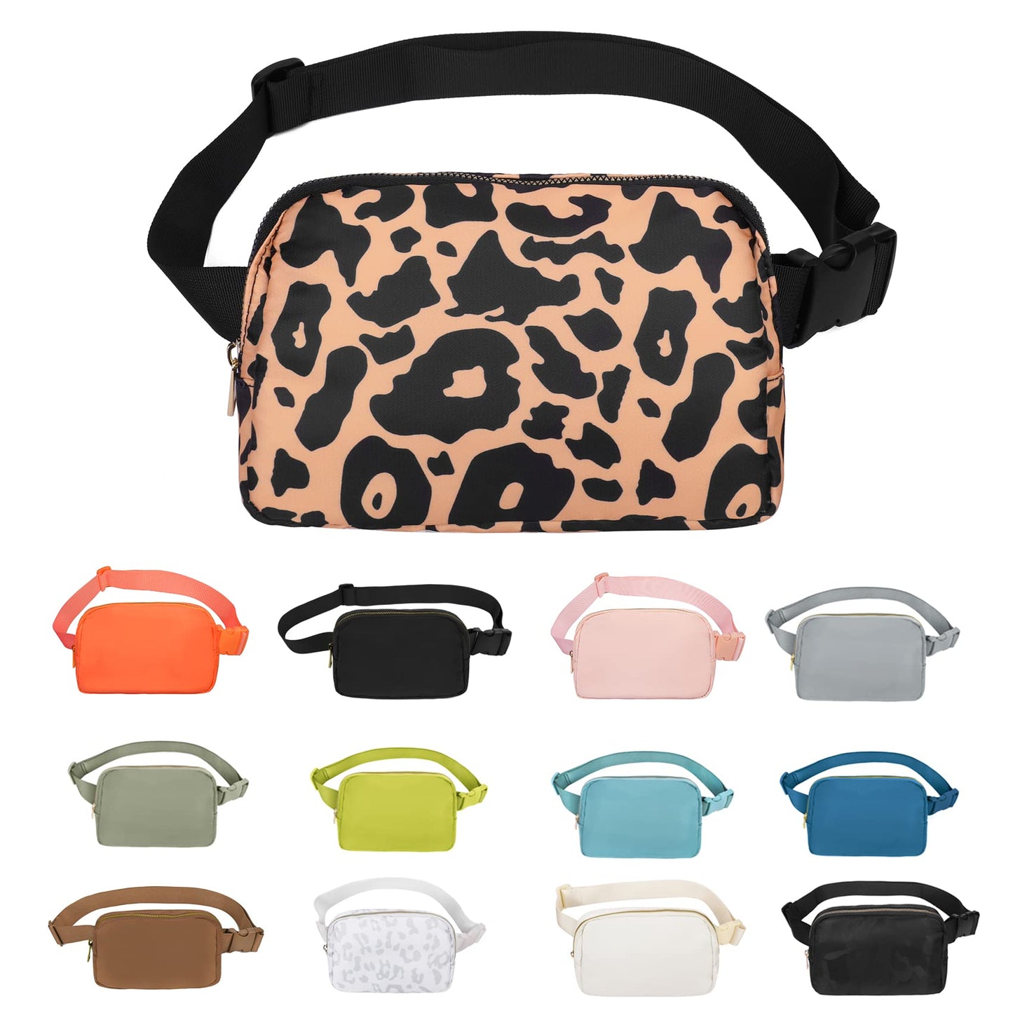 Riñonera VOROLO Amarillo Leopardo con Correa Ajustable para Mujeres y Hombres