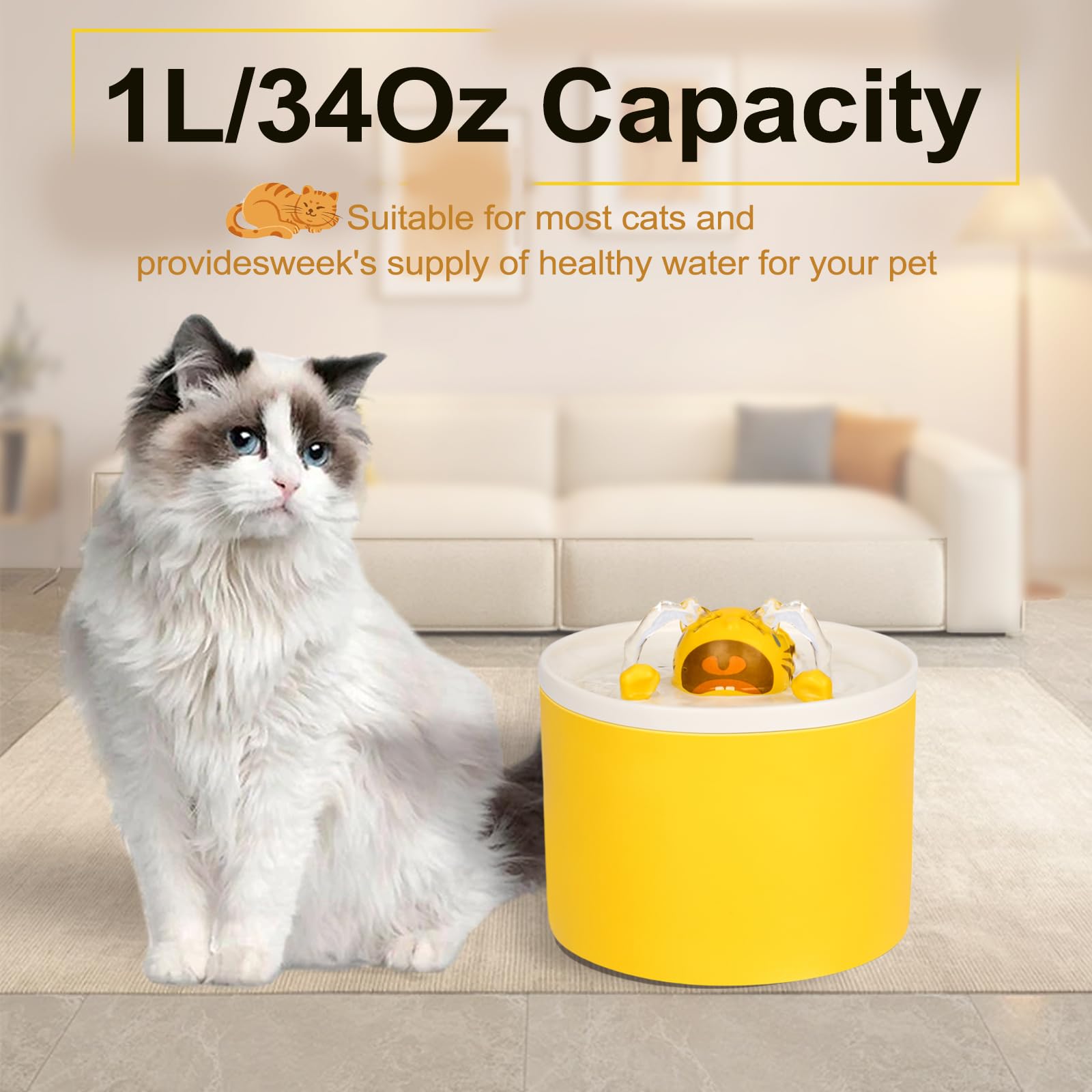 Katlikatqi - Fuente de agua de cerámica para gatos, fuente de agua de cerámica de 1.5 l/55 onzas para gatos, fuente de agua automática para mascotas, dispensador de agua para perros con bomba ultra