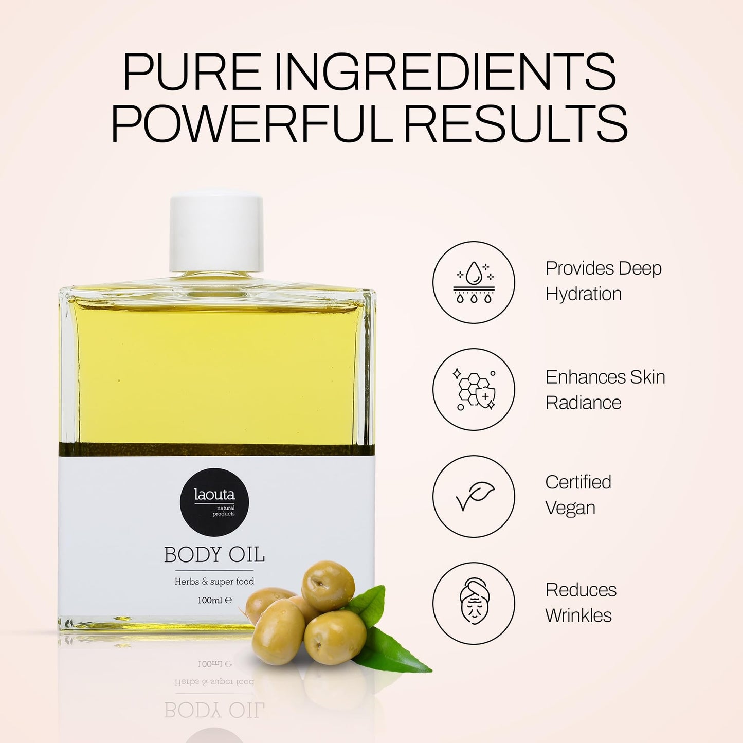 LAOUTA Daily Hydration Body Oil – Greek Sage for Radiant Skin – Formulated w/Nourishing Natural Oils: Olive, Almond & Apricot – Hydrating Body Oil/Luxury Body Oil (3.38 Fl oz)